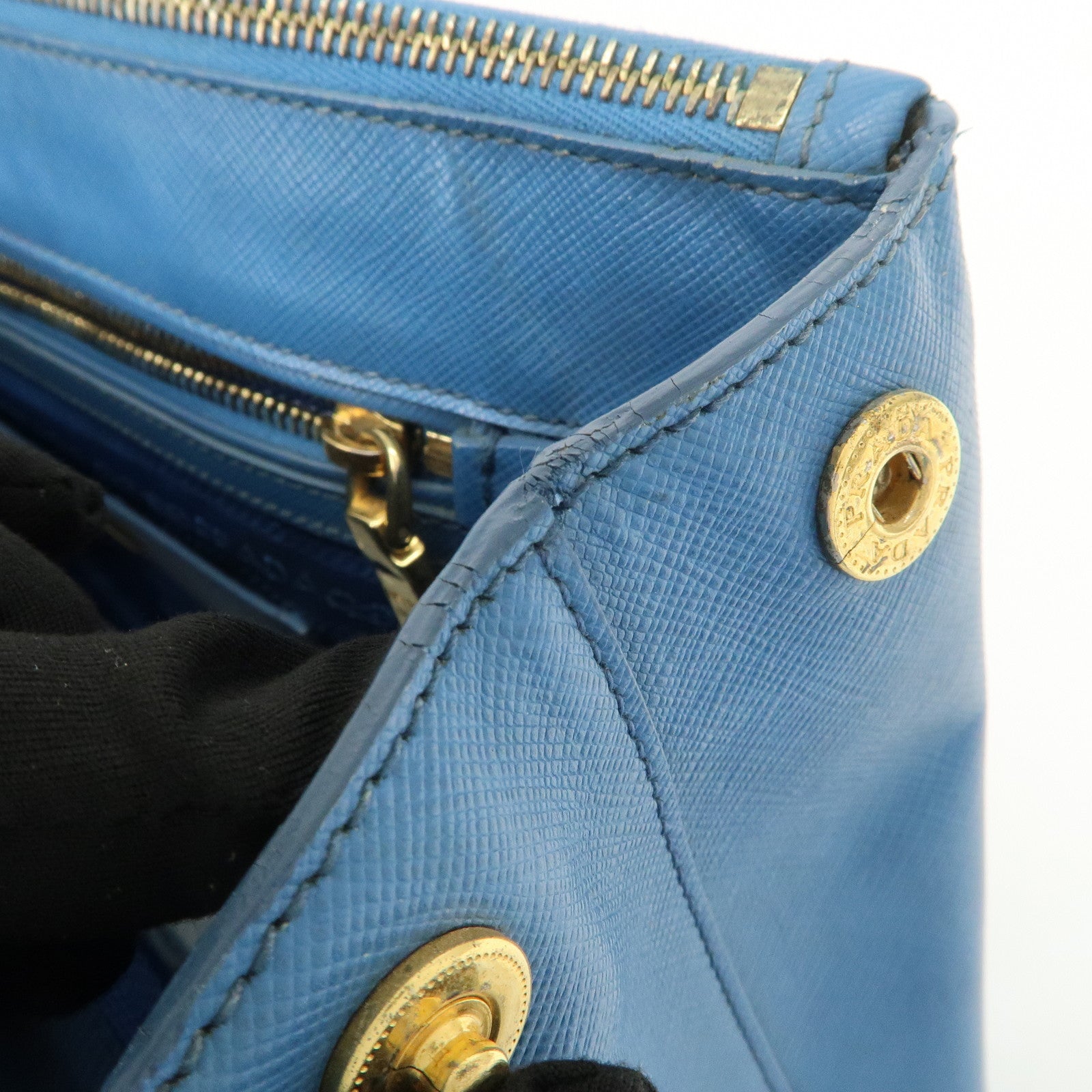 PRADA Galleria Saffiano Leather 2Way Bag Hand Bag Blue BN2274