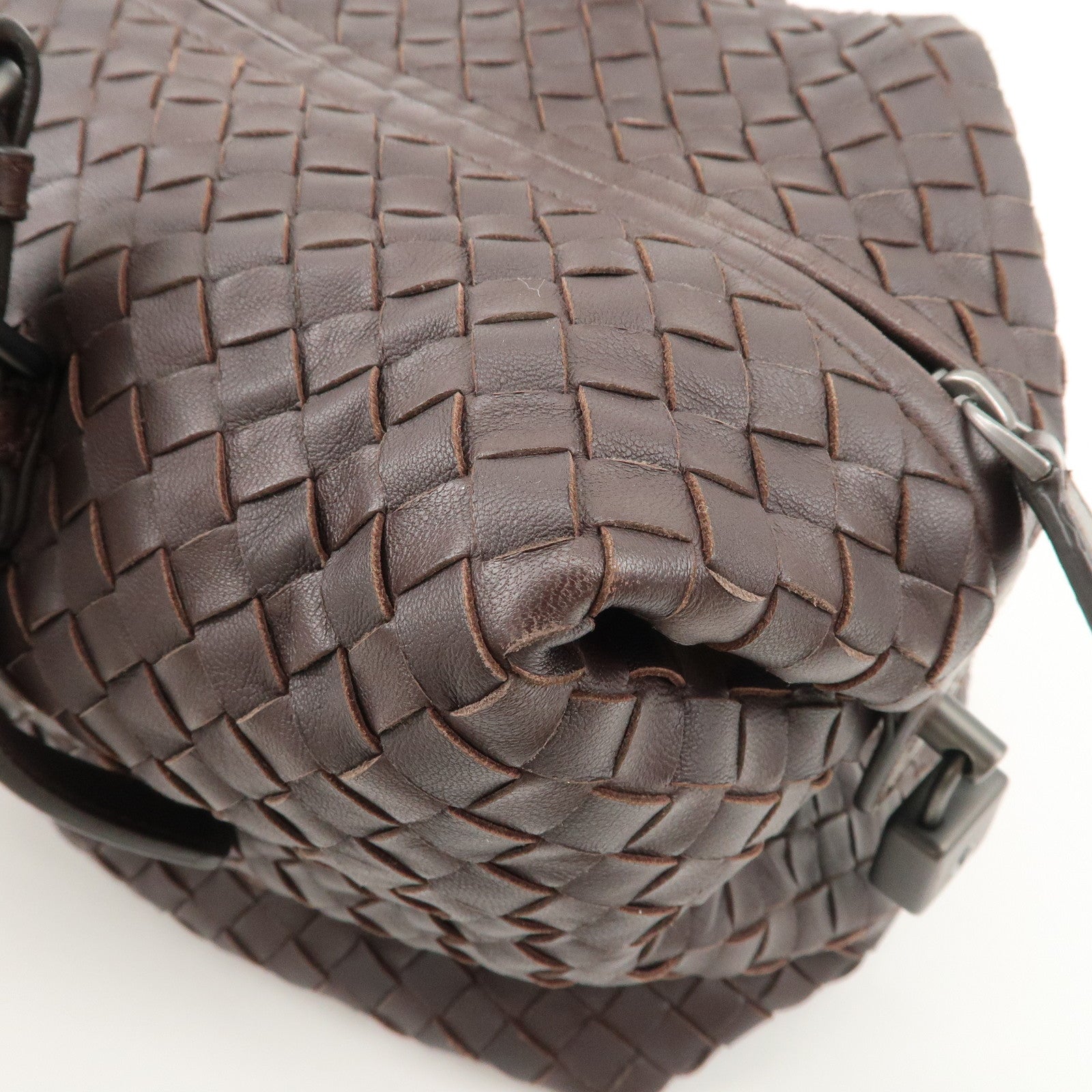 BOTTEGA VENETA Intrecciato Montaigne Leather Boston Bag Brown 173398 Used