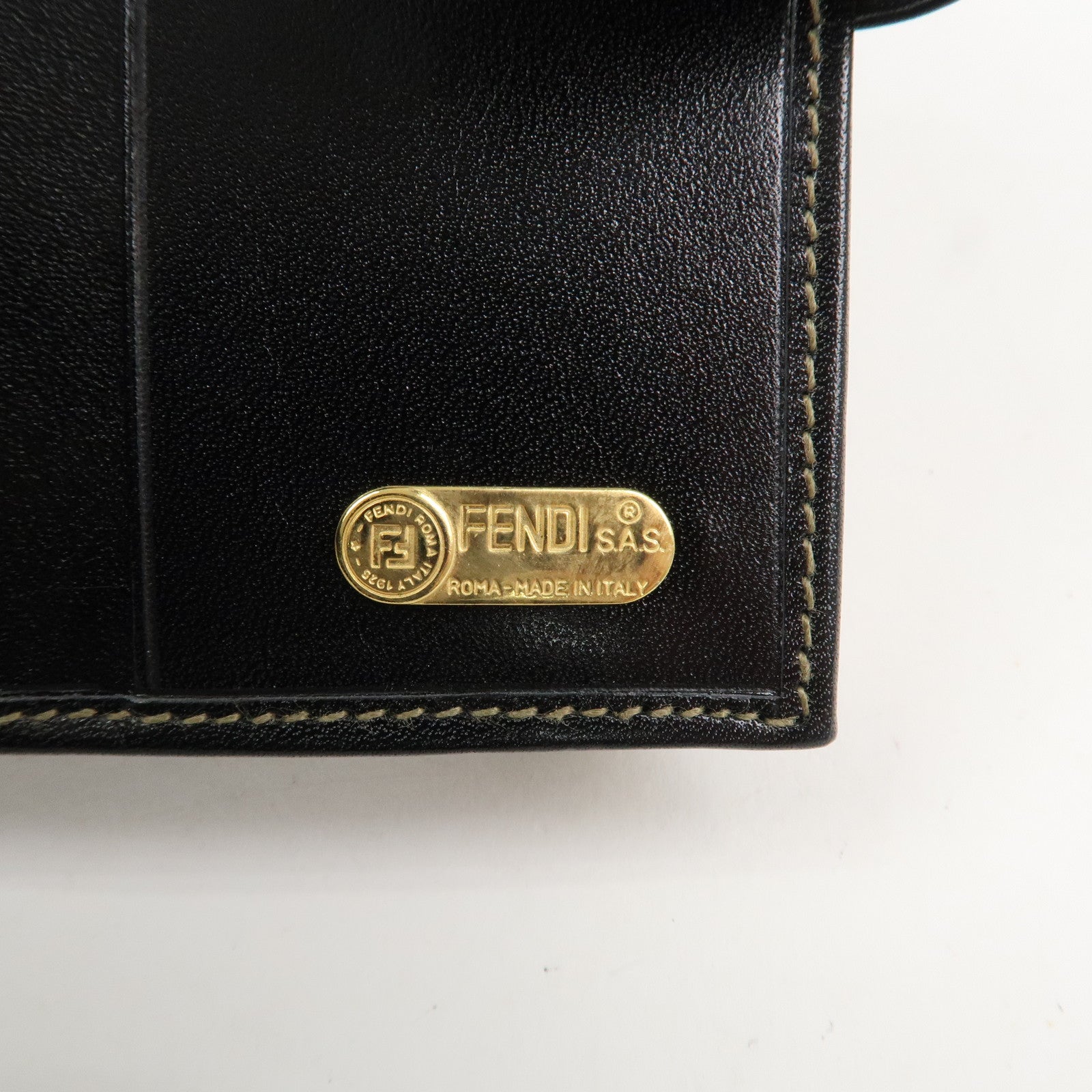 FENDI Zucca Kiss Lock Canvas Leather Bi-fold Wallet Brown 30207