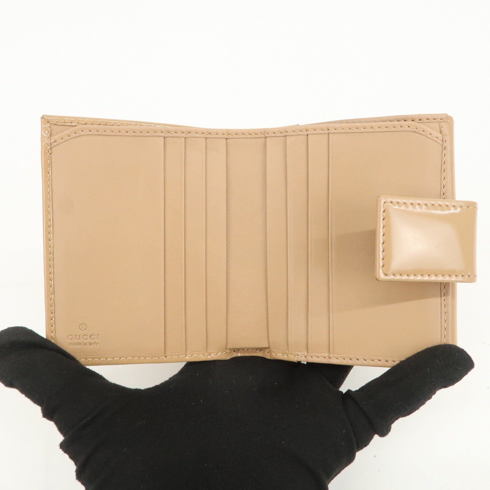 GUCCI GG Sparkling Mini French Flap W Hook Tri-fold Wallet 369688