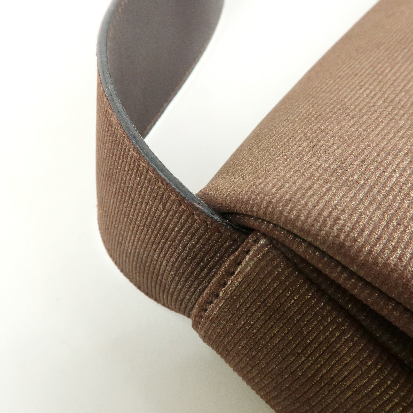 Ferragamo Logo Gancini Canvas Leather Shoulder Bag Brown