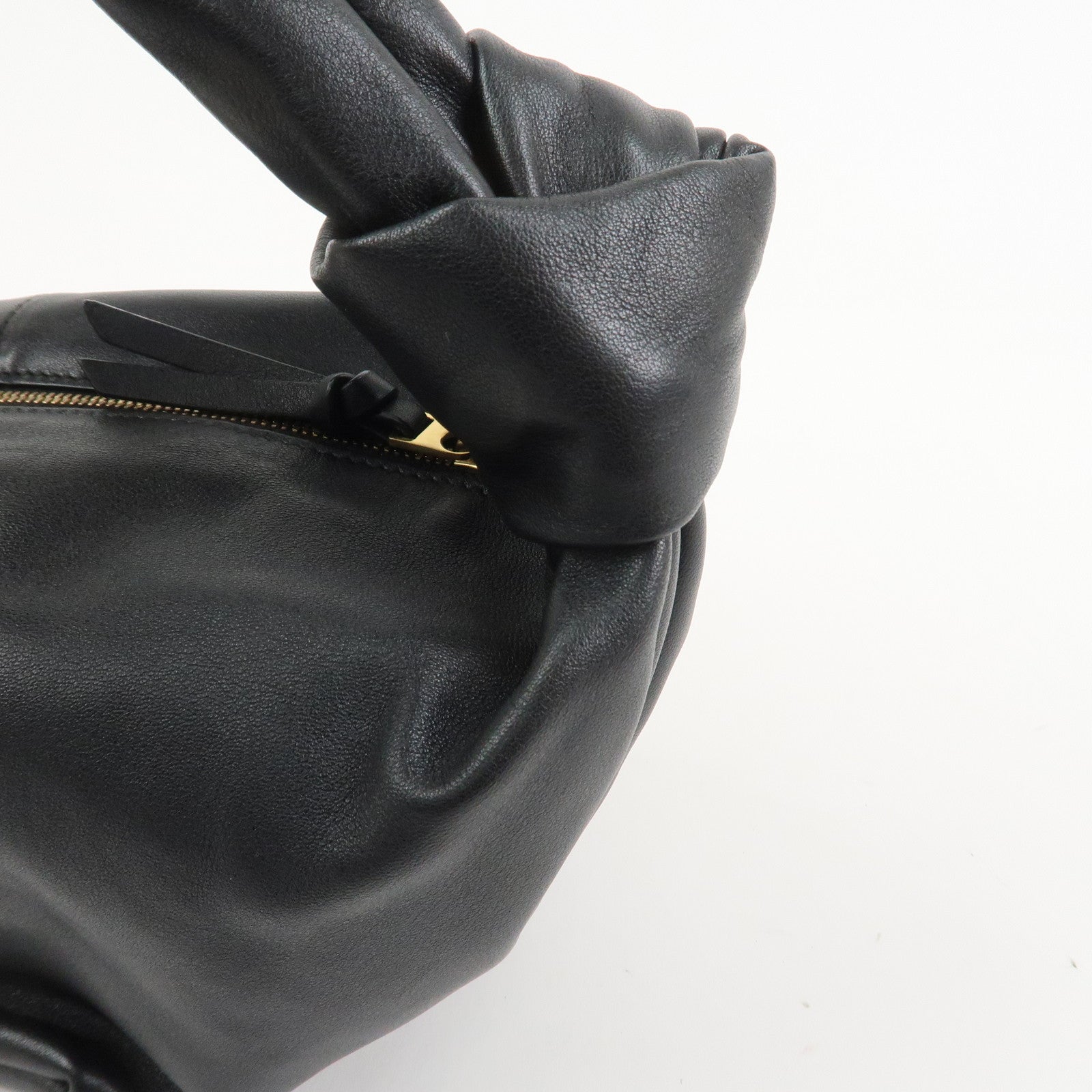 BOTTEGA VENETA Double Knots Leather Hand Bag Black