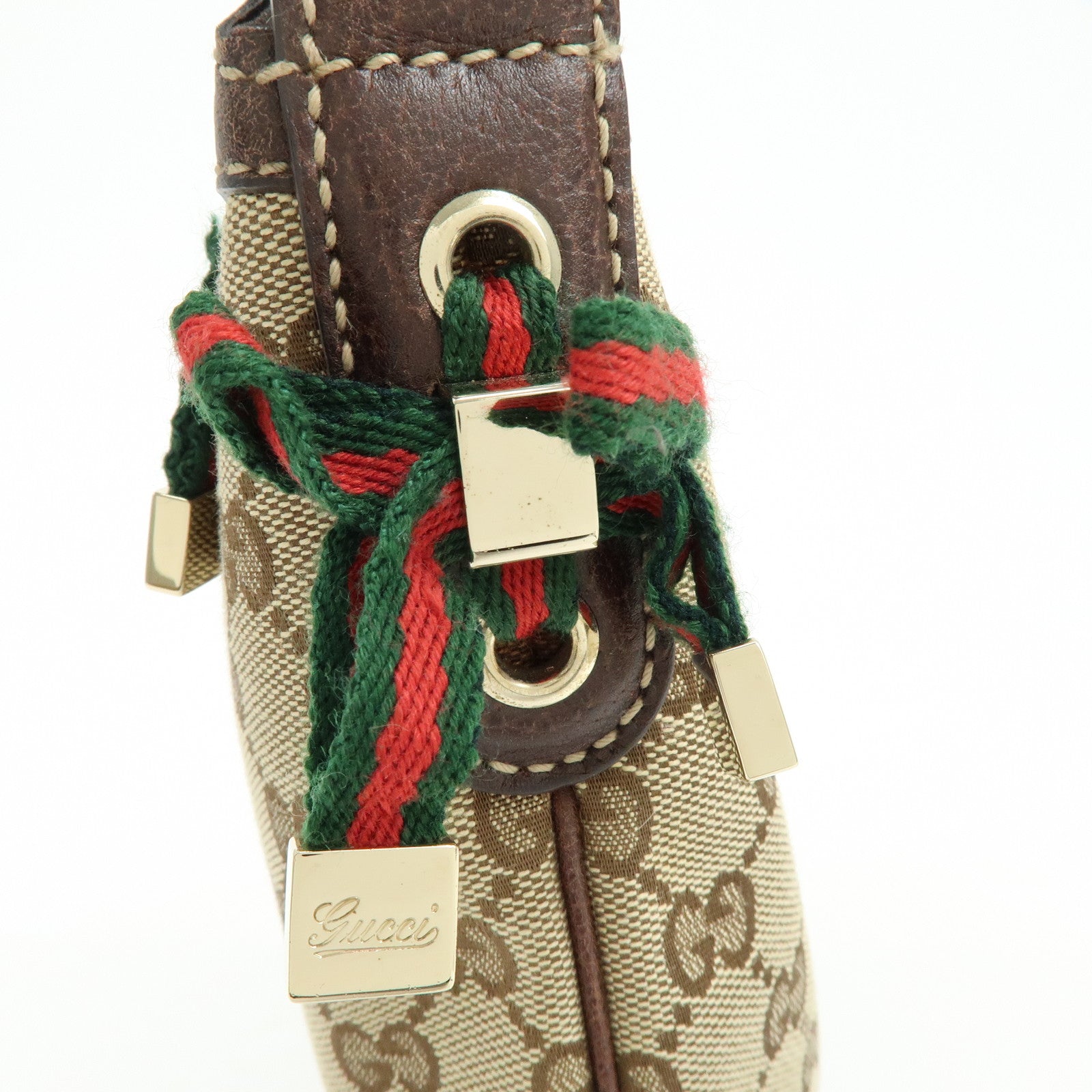 GUCCI Sherry GG Canvas Leather Shoulder Bag Beige Brown 162895