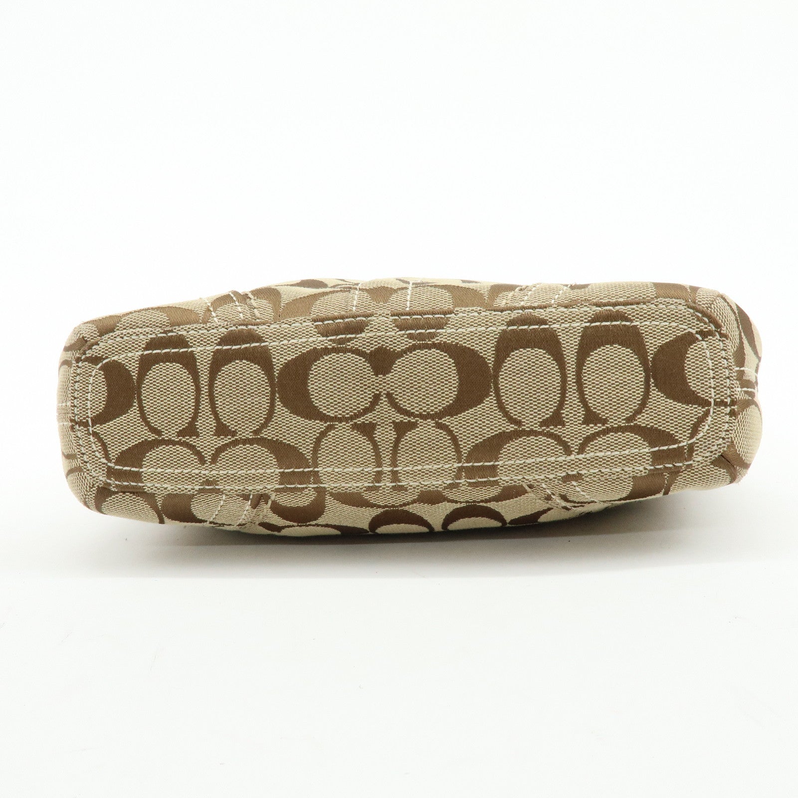 COACH Signature Set of 2 Canvas Leather Shoulder Bag Beige Camel