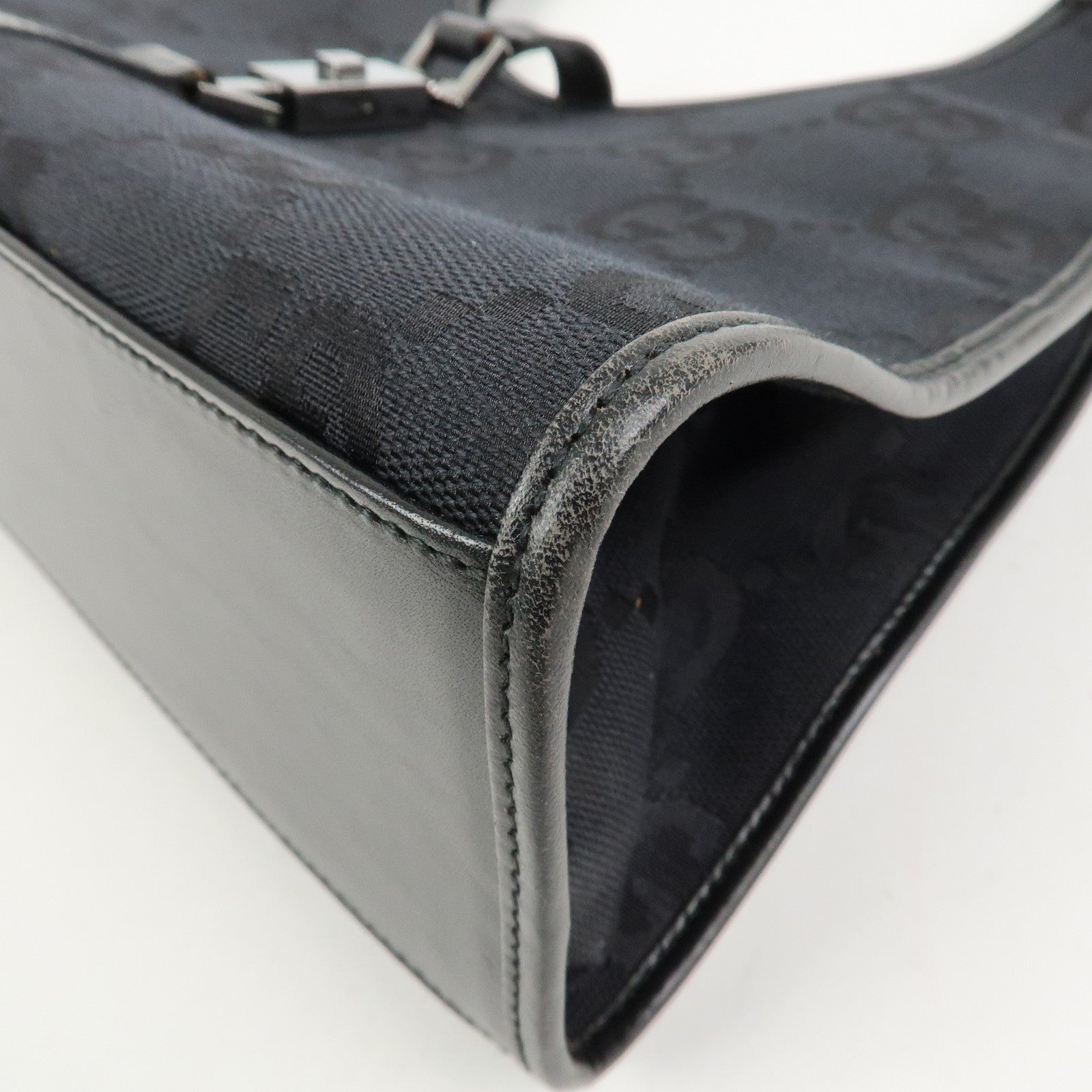 GUCCI Jackie GG Canvas Leather Shoulder Bag Hand Bag Black 002.1067
