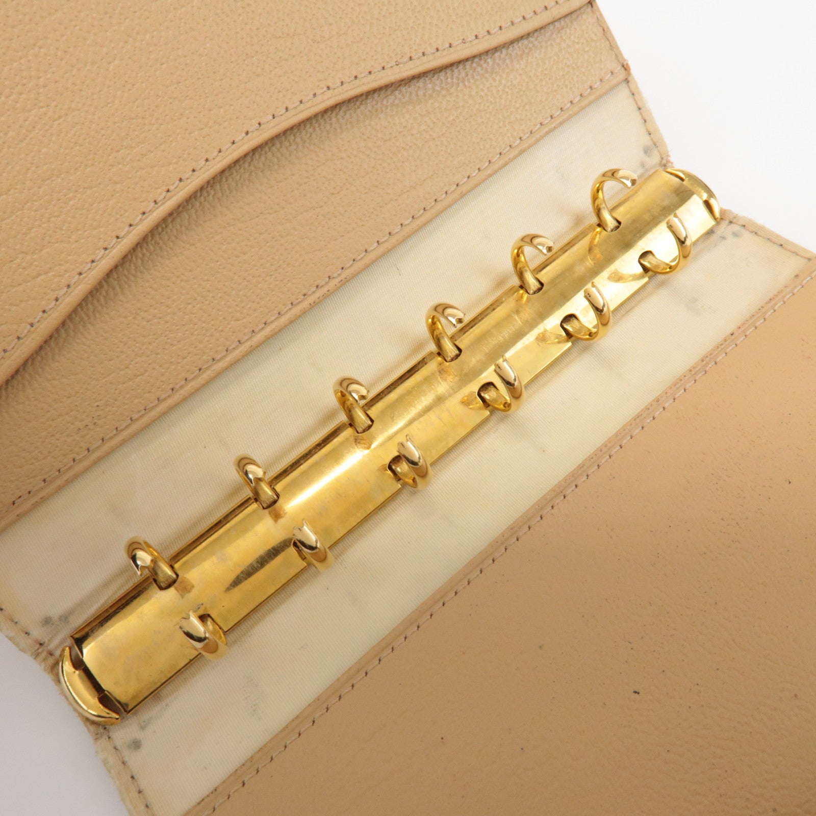 CHANEL COCO Mark Calf Leather Agenda Cover Planner Cover Beige