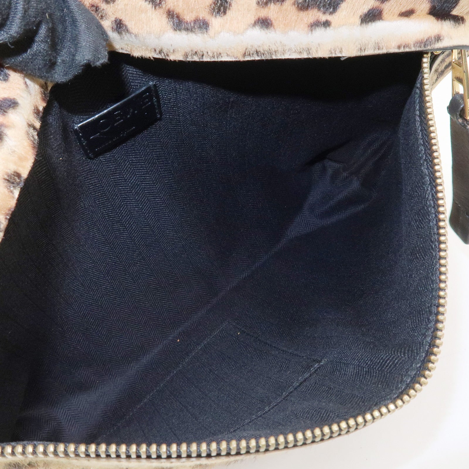 LOEWE Anagram Logo Unborn Calf Leather Clutch Bag Pouch Leopard