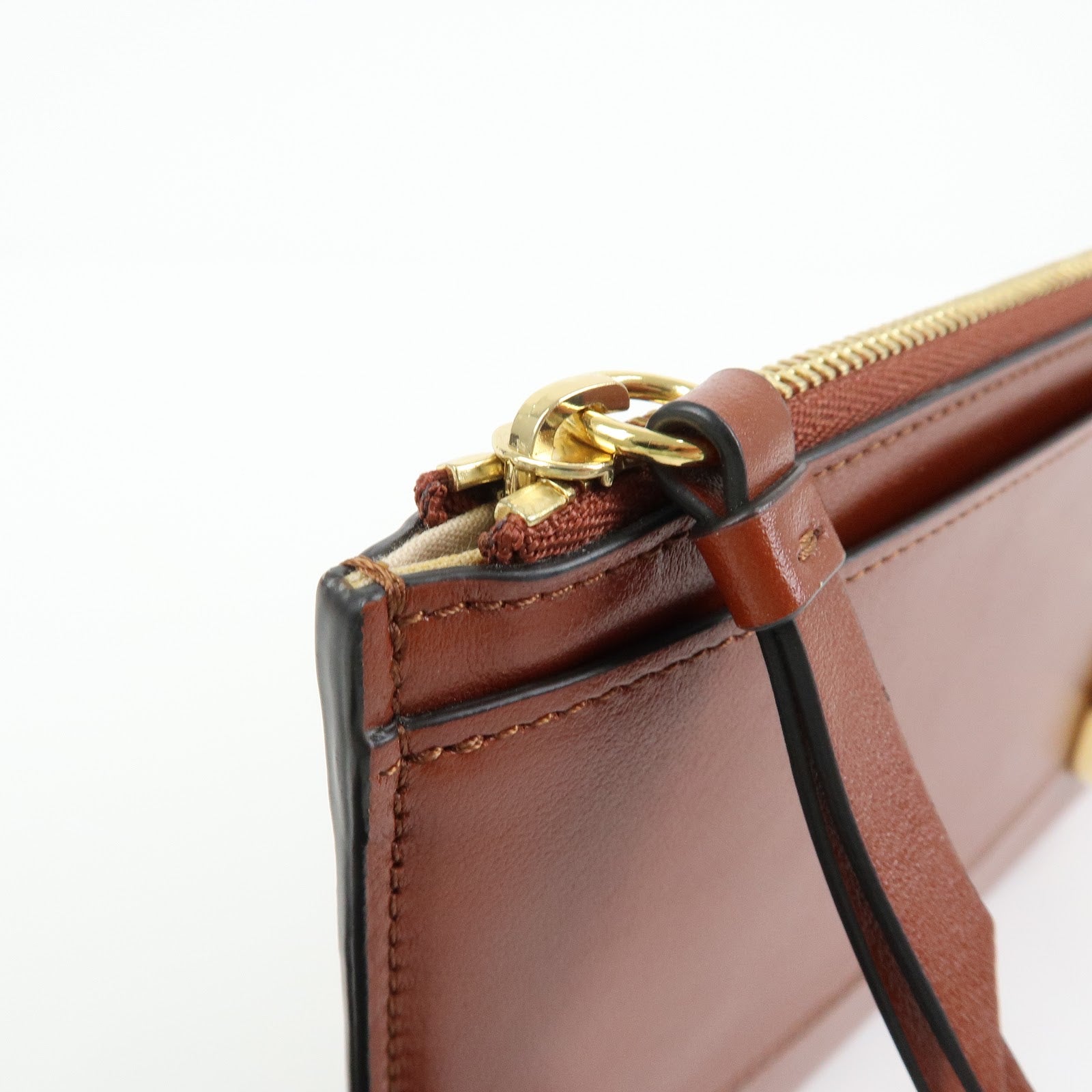 Chloe Chloe C Leather Pouch Fragment Case Passport Case Brown