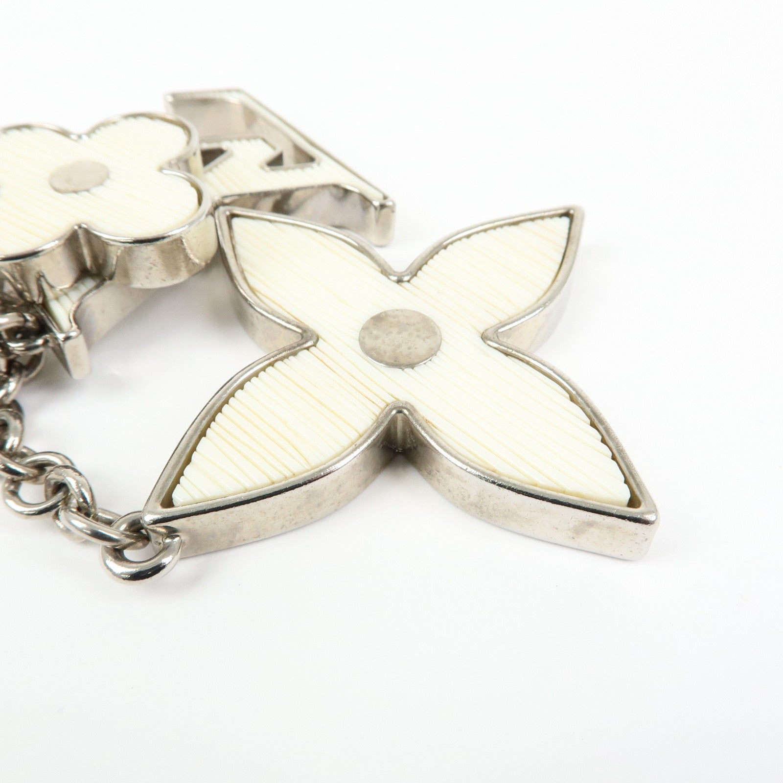 Louis Vuitton Bijoux Sac Fleur de Epi Bag Charm Silver White M65085