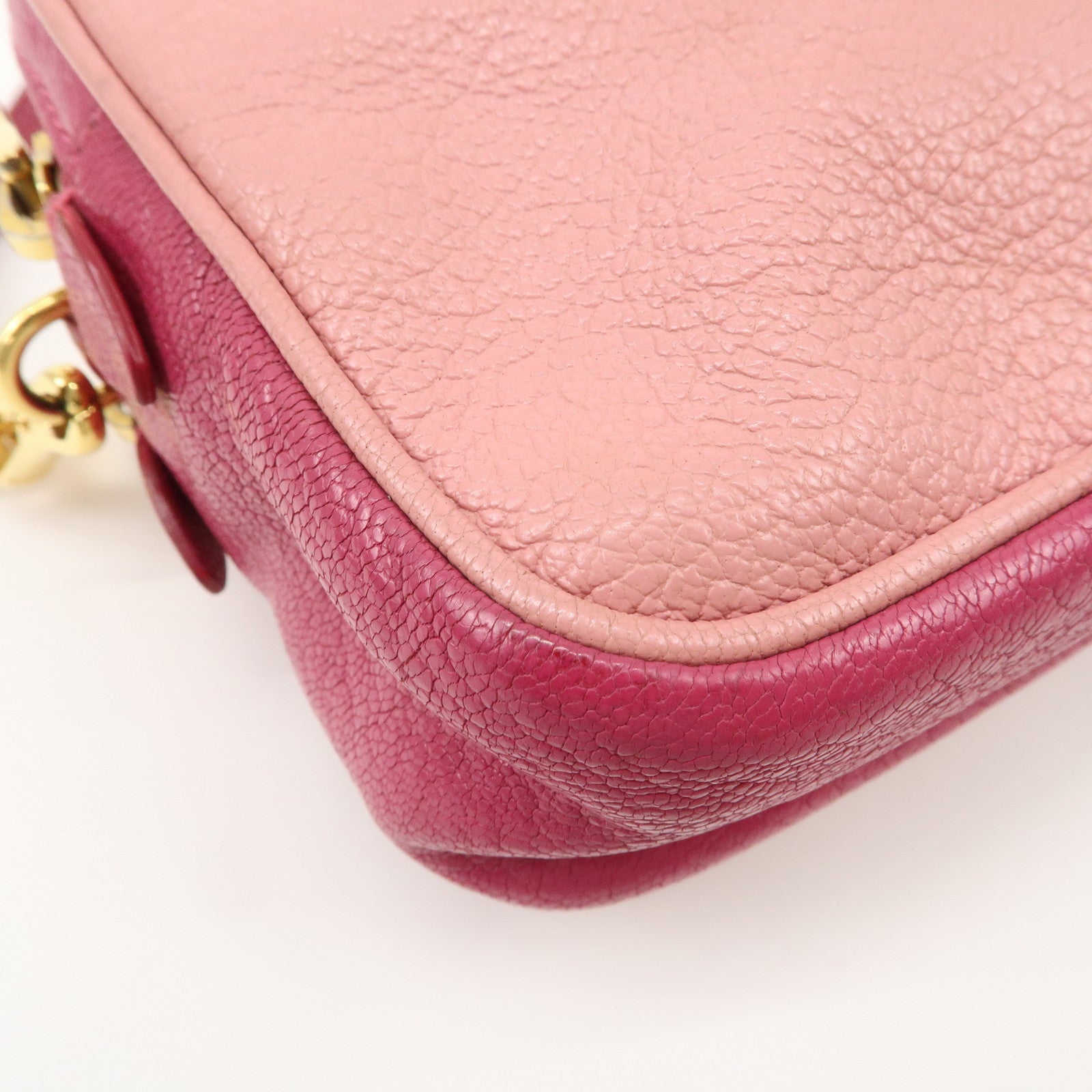 MIU MIU Leather Shoulder Bag Crossbody Bag Pink Used