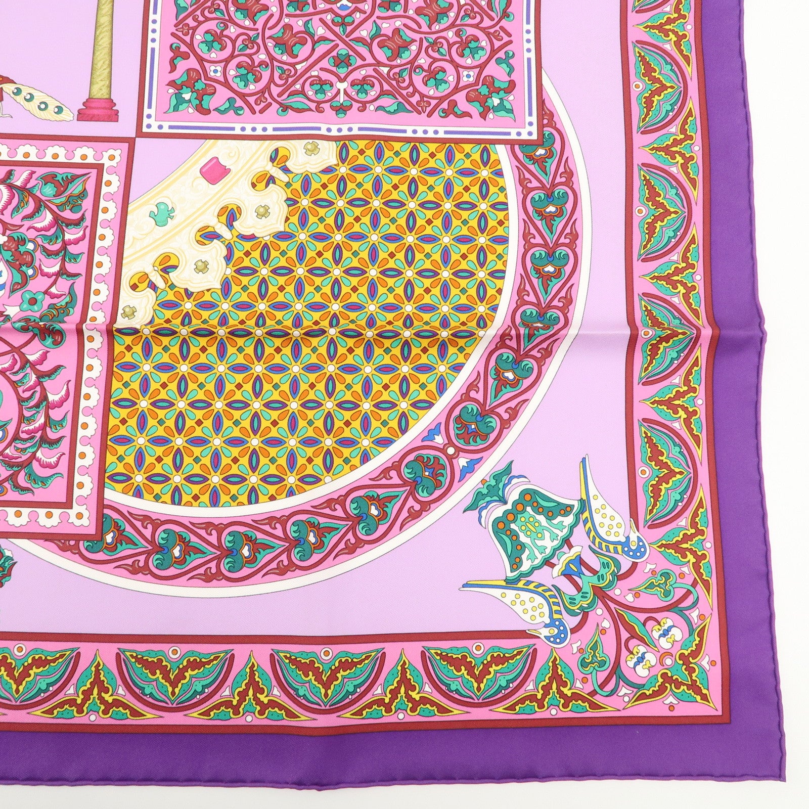 HERMES Carre 90 Silk 100% Scarf CIELS BYZANTINS Purple Multicolor Used