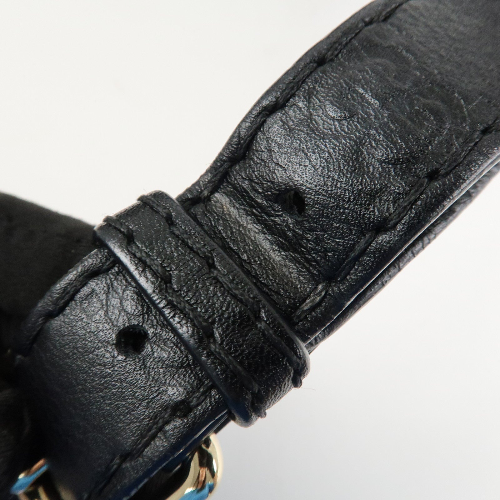 GUCCI Guccissima Leather Shoulder Bag Gold Hardware Black 203503 Used