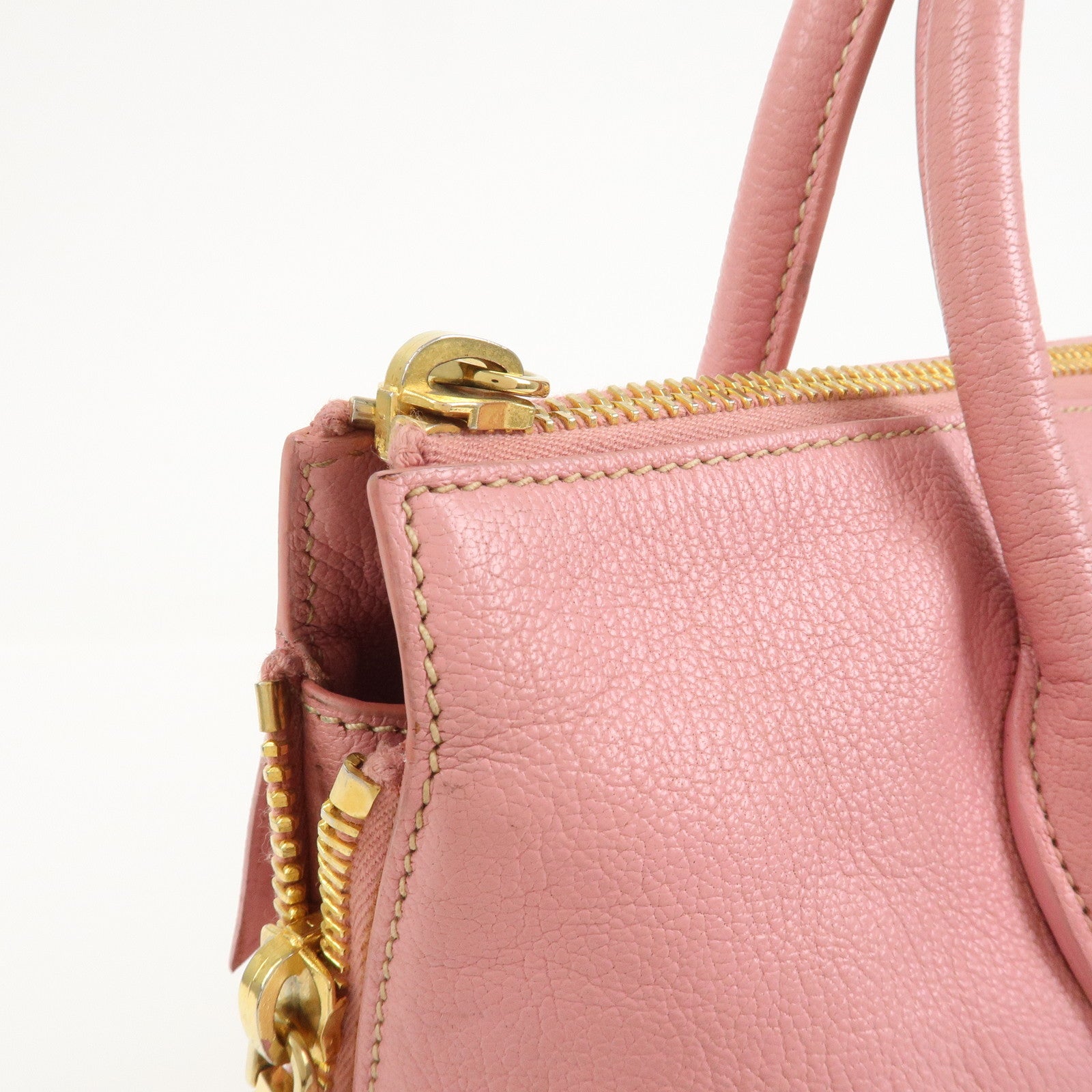 MIU MIU Logo Leather Tote Bag Hand Bag Pink