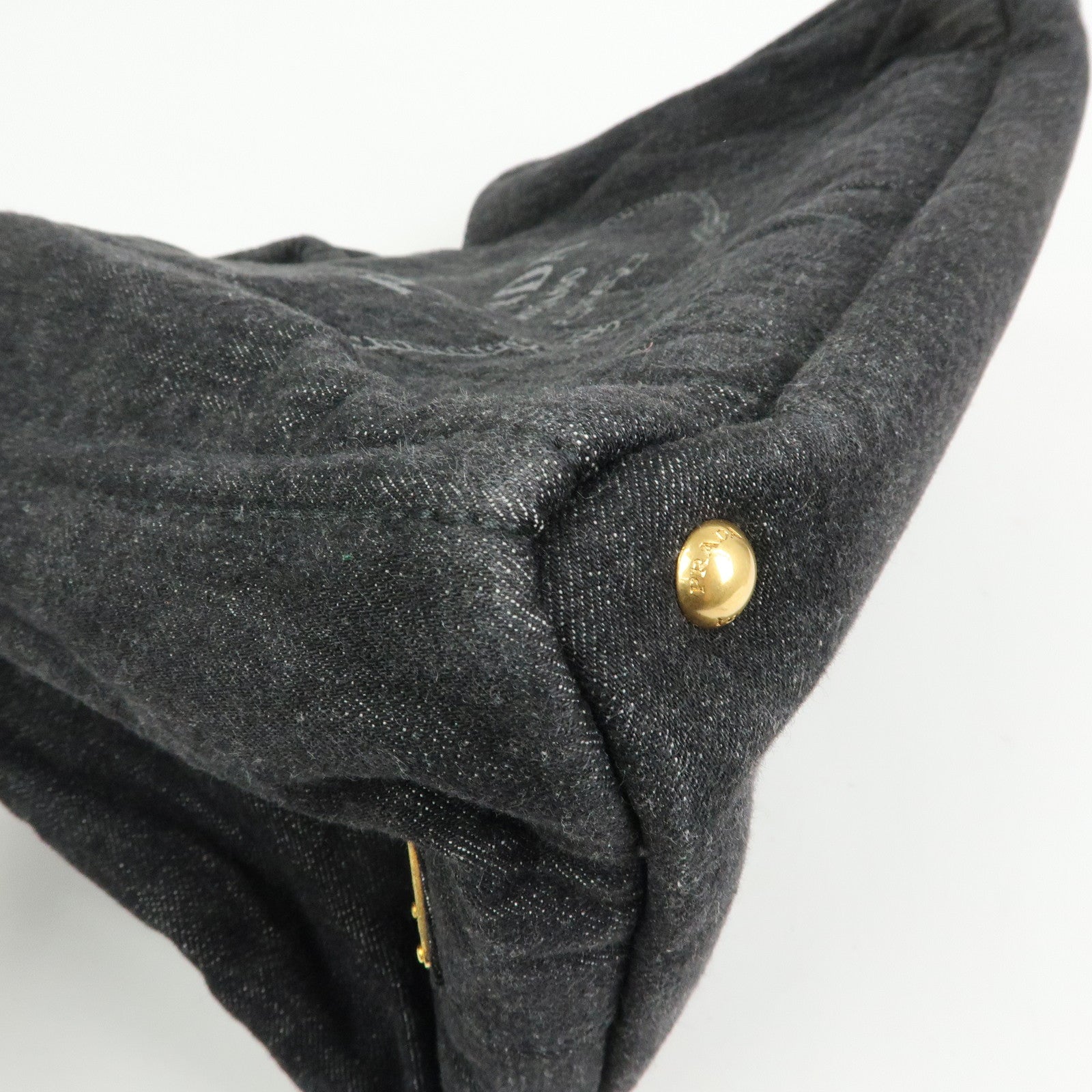 PRADA Triangle Logo Canapa Canvas 2Way Tote Hand Bag Black BN2642