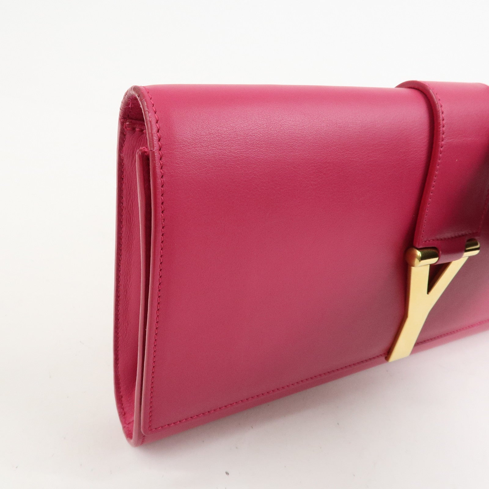 SAINT LAURENT PARIS Leather Clutch Bag Y Line Pink 311213