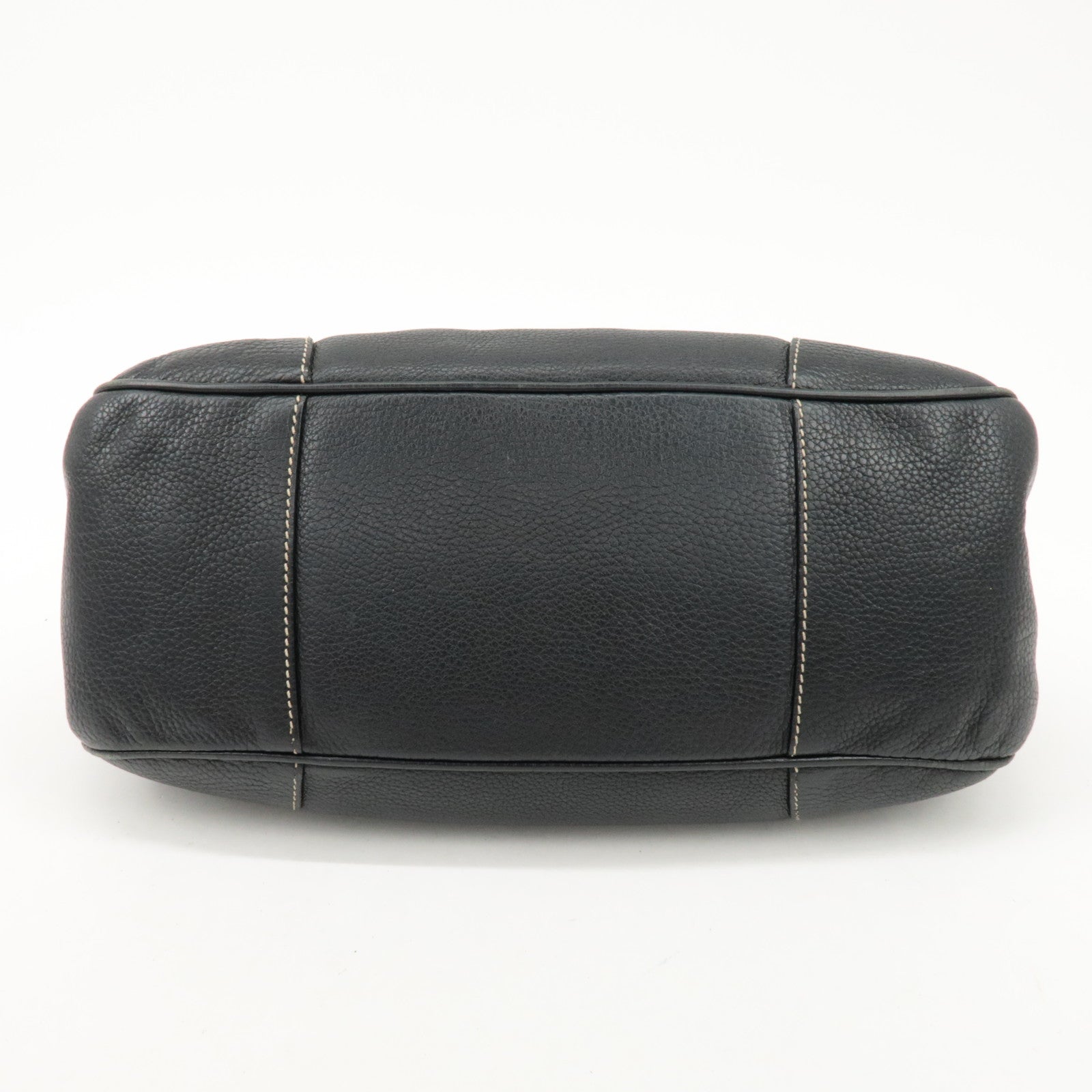 PRADA Logo Leather Shoulder Bag Hand Bag Black BR3593 Used