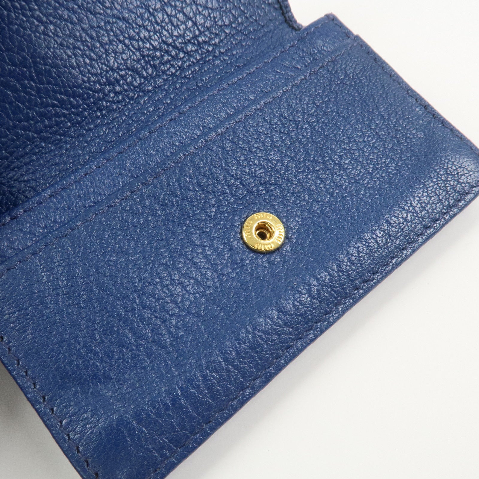 MIU MIU Leather Card Case Card Holder Fragment Case Blue 5M1122