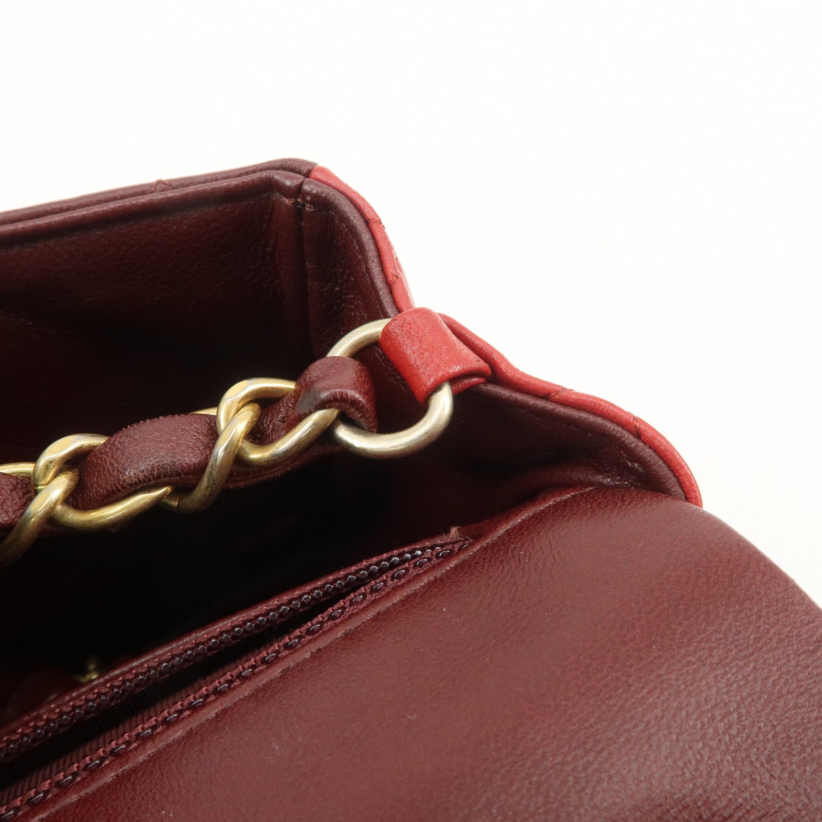 CHANEL Mini Matelasse Lamb Skin Chain Shoulder Bag Red A69900