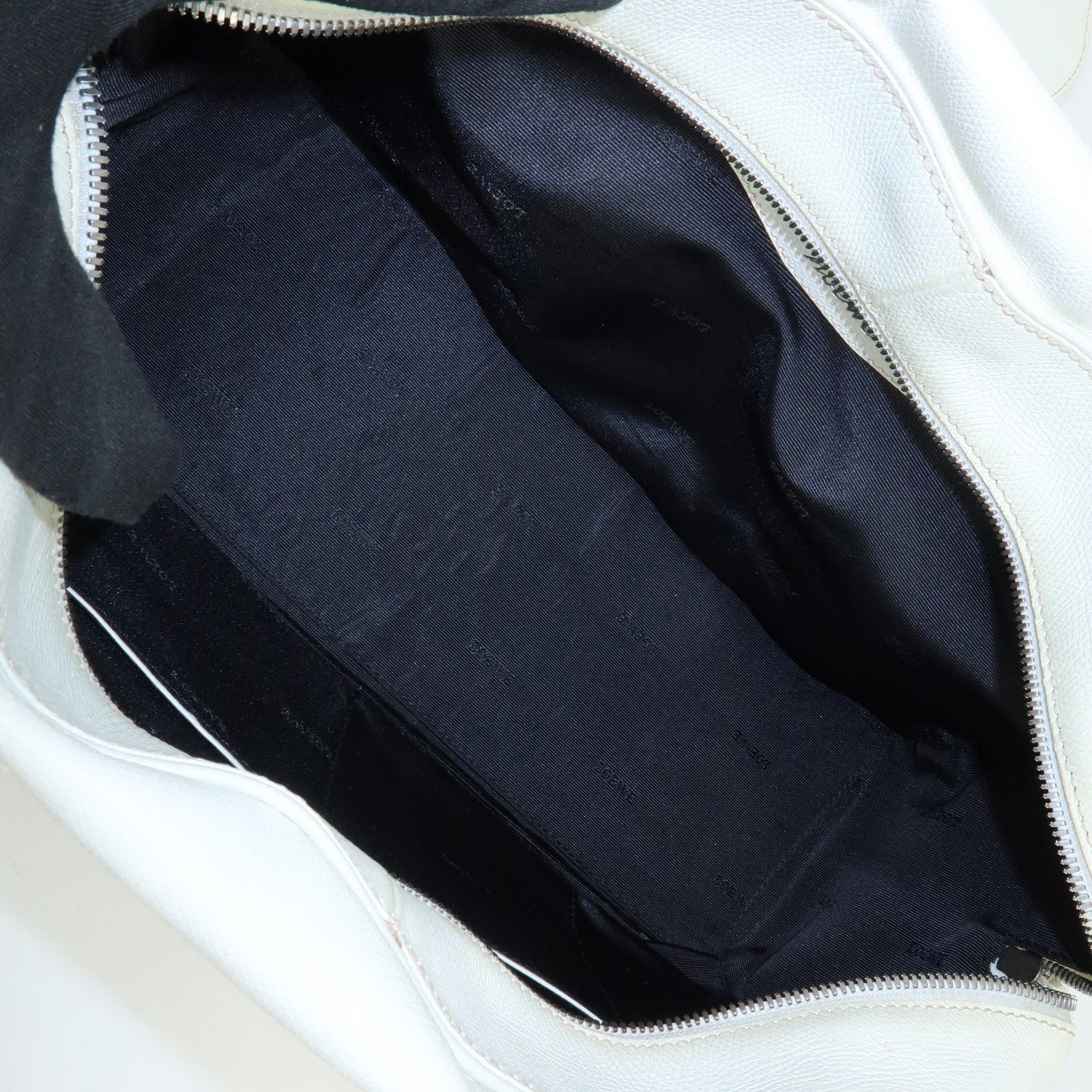 LOEWE Logo Side Pocket Leather Boston Bag Hand Bag White