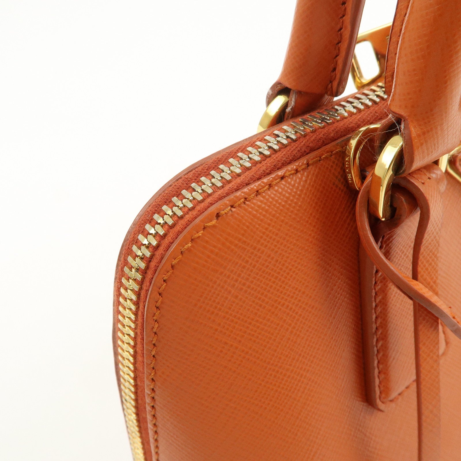 PRADA Saffiano Leather Promenade Small 2Way Hand Bag Orange BL0838