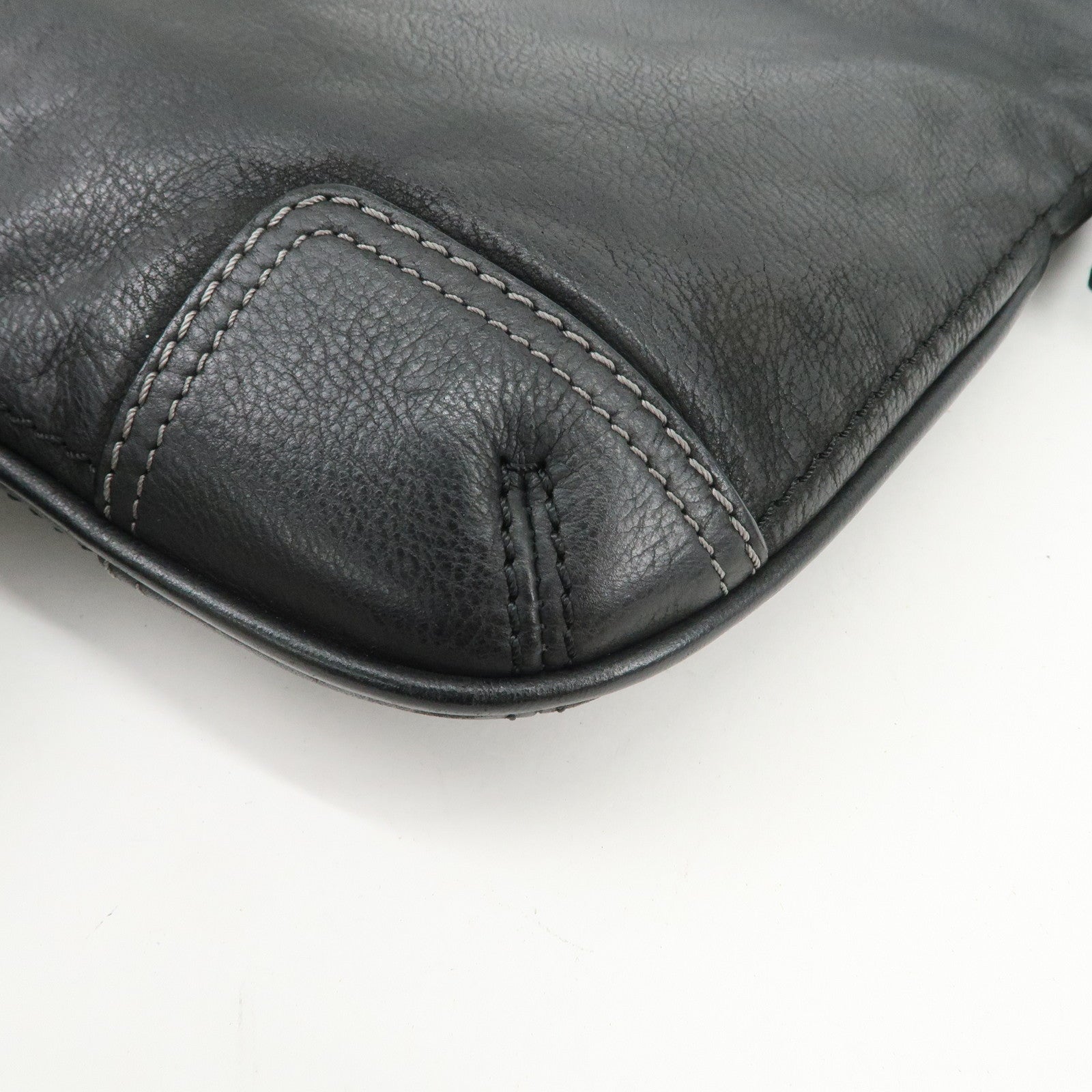 LOEWE Anagram Leather Canvas Shoulder Bag Crossbody Black