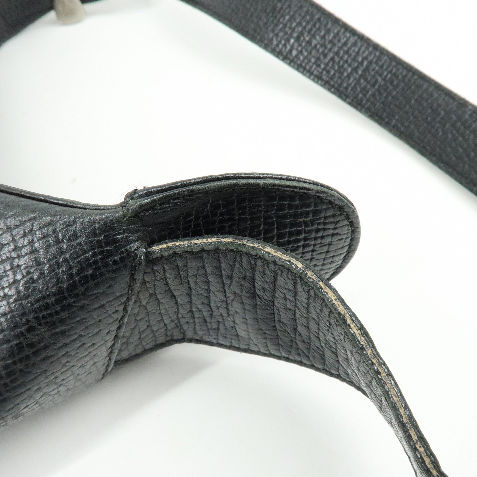 LOEWE Embossed Leather Shoulder Bag Hand Bag Black