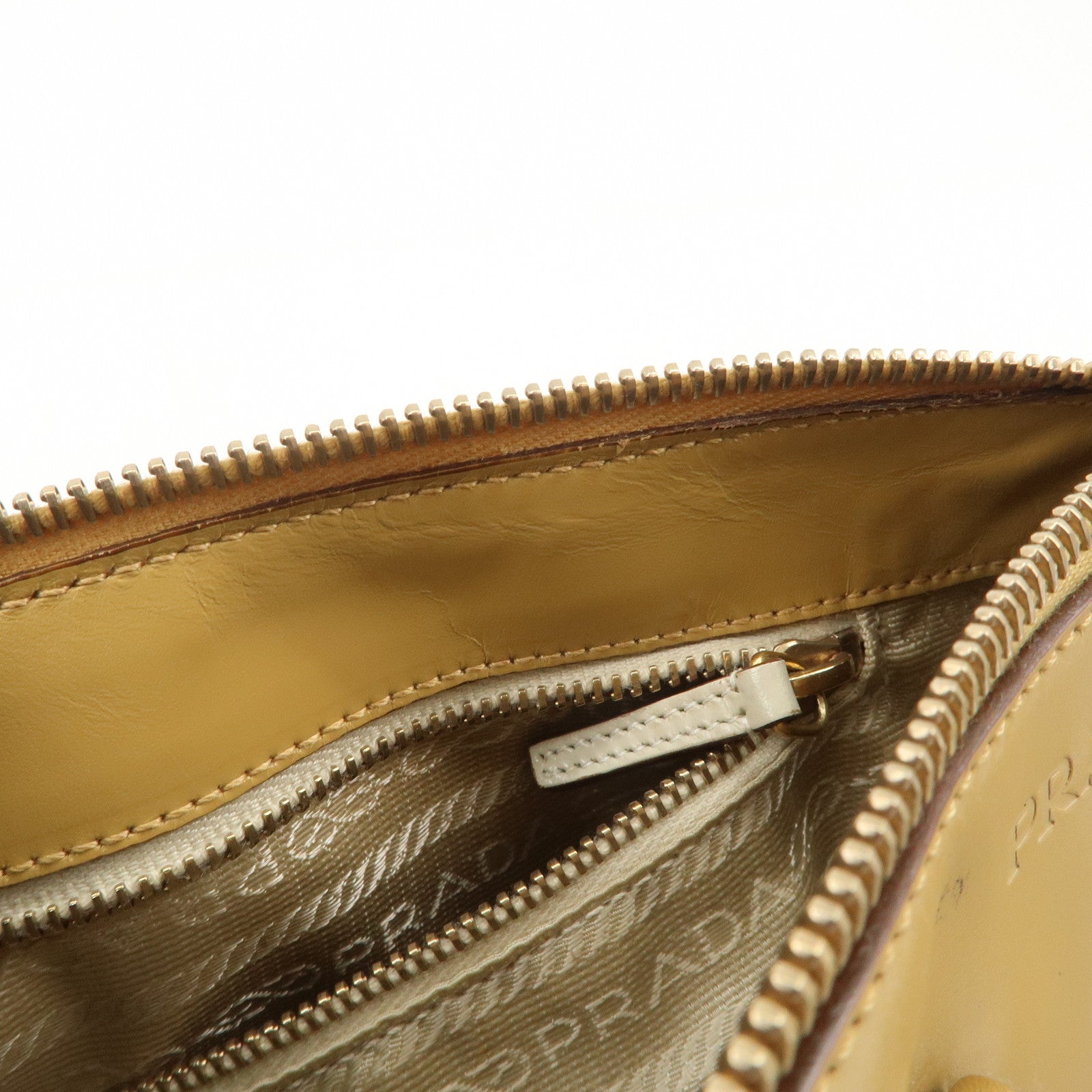 PRADA Leather Shoulder Bag Hand Bag Light Brown