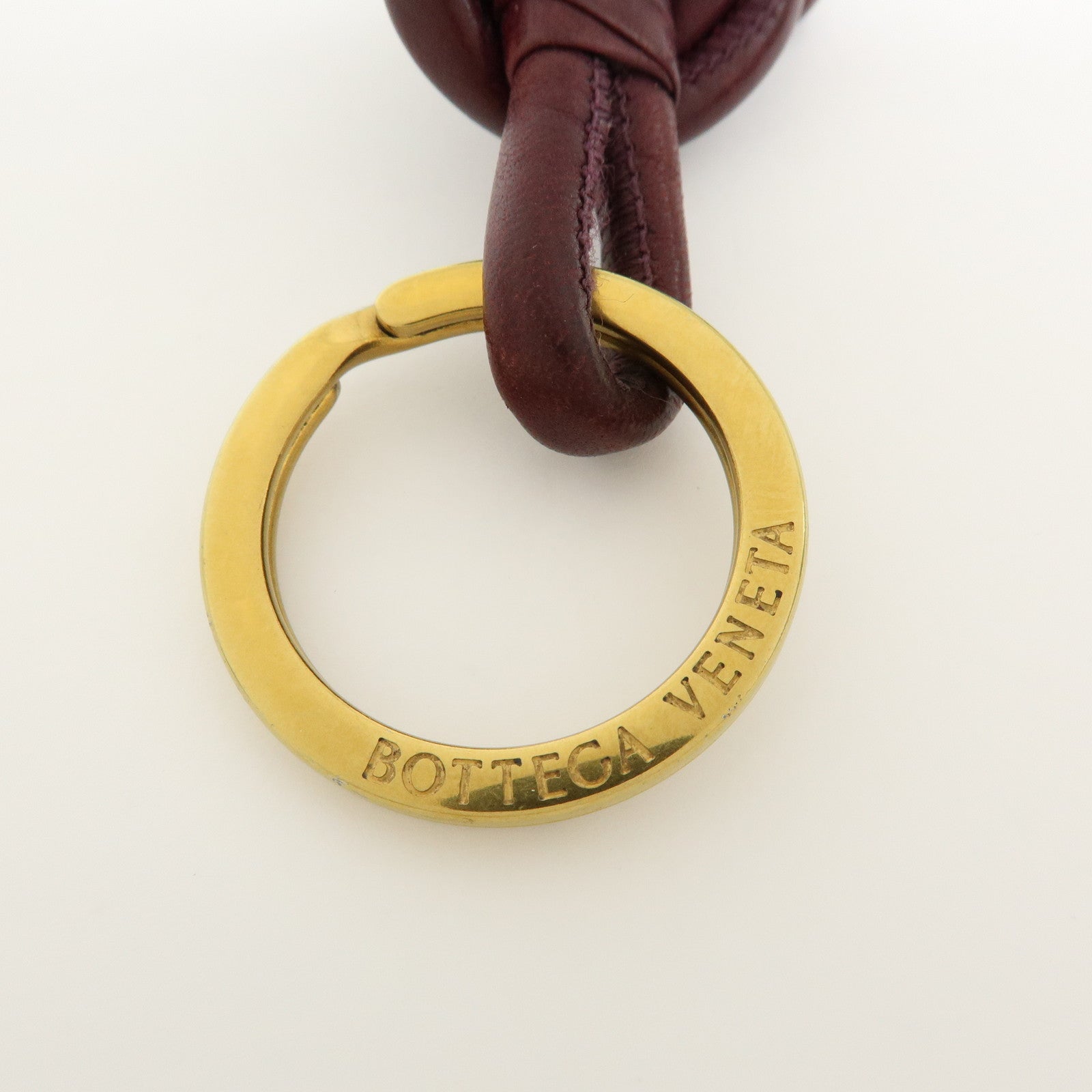 BOTTEGA VENETA Nappa Leather Metal Bag Charm Key Chain Bordeaux