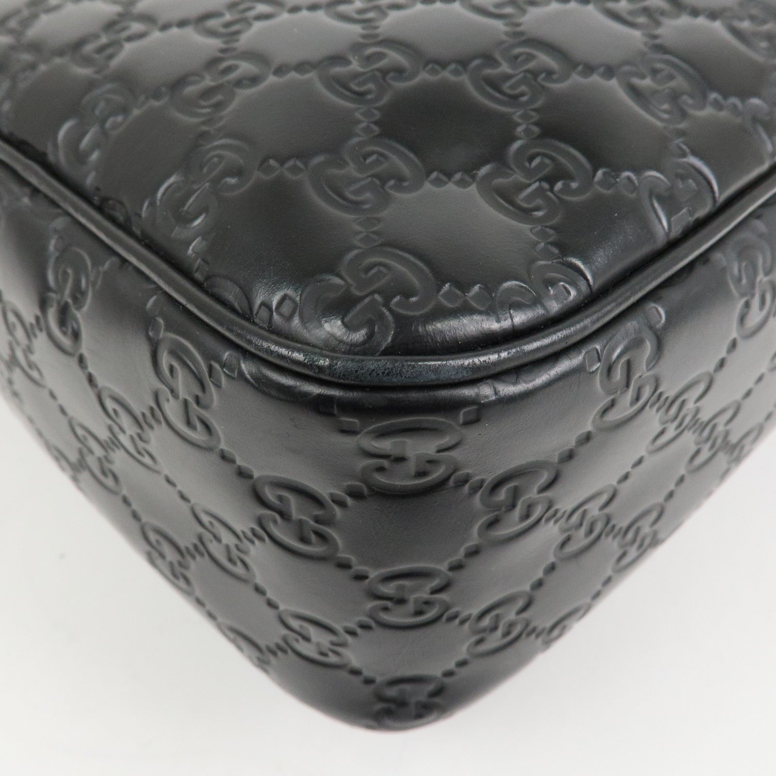 GUCCI Sherry Guccissima Leather Shoulder Bag Black 322080