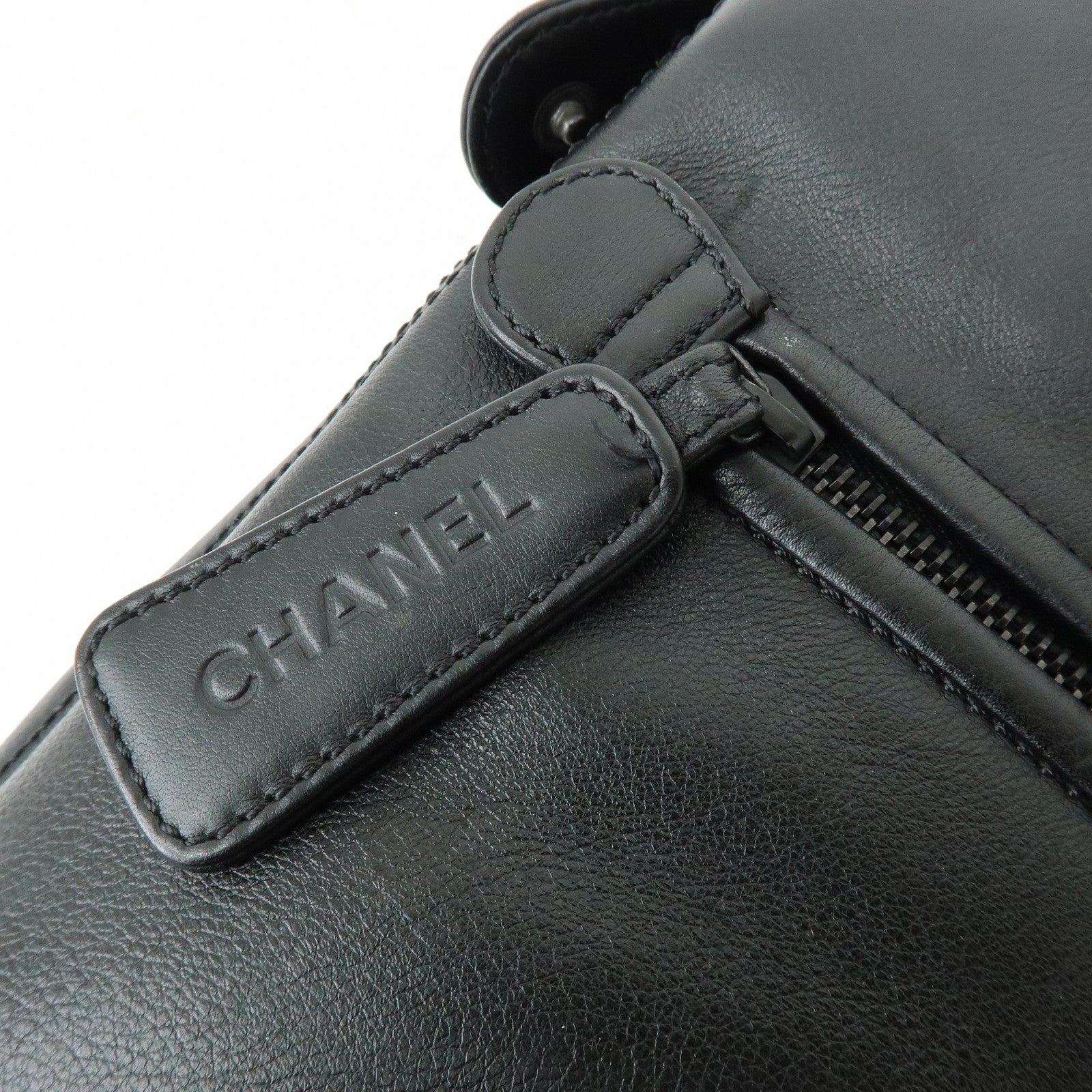 CHANEL COCO Mark Calf Leather Tote Bag Shoulder Bag Black A14305
