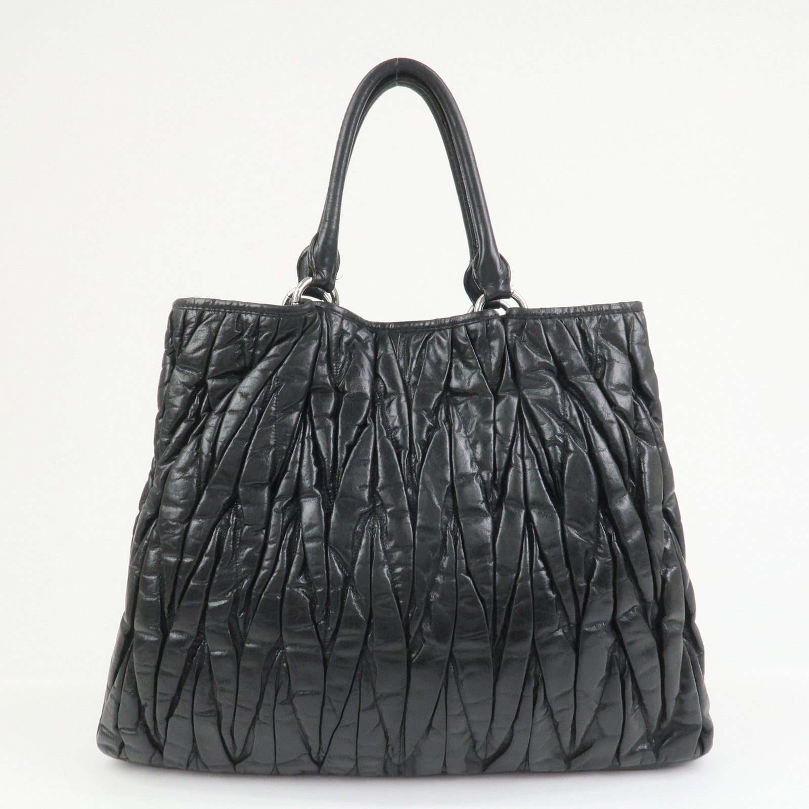 MIU MIU Matelasse Leather 2Way Bag Hand Bag Shoulder Bag Black