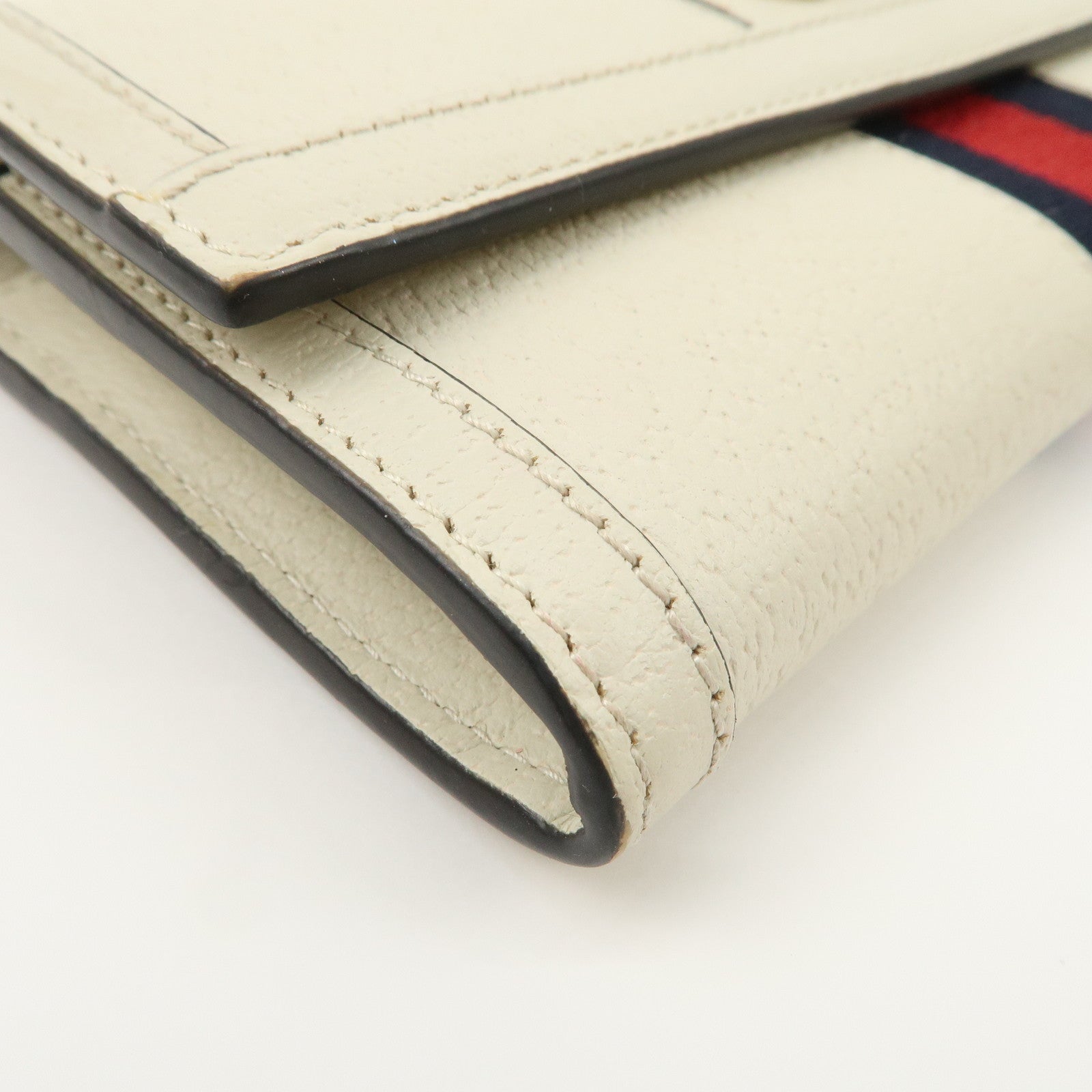 GUCCI Ophidia Sherry GG Marmont Leather Bi-fold Long Wallet Ivory 523153
