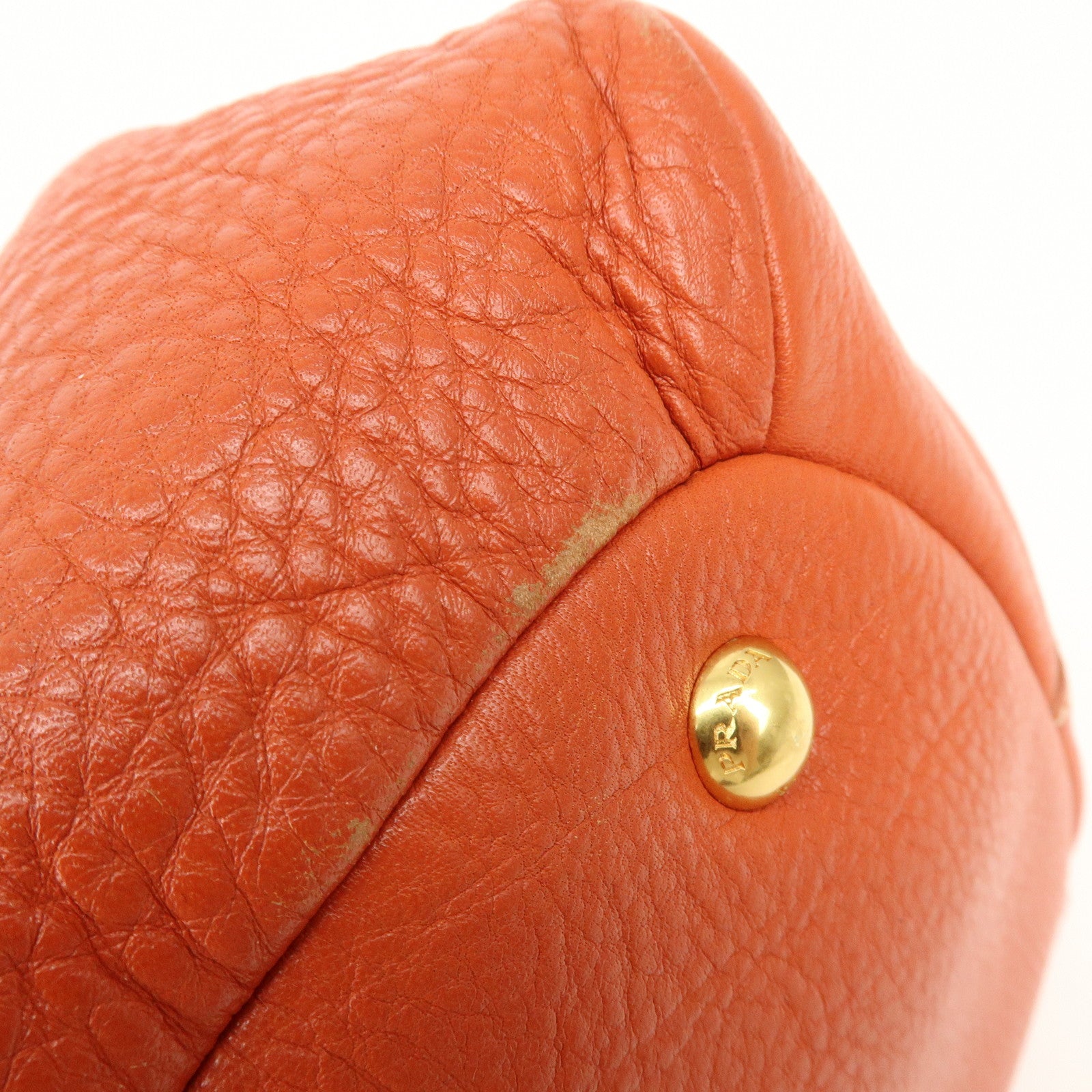 PRADA Logo Leather 2Way Bag Hand Bag Shoulder Bag Orange