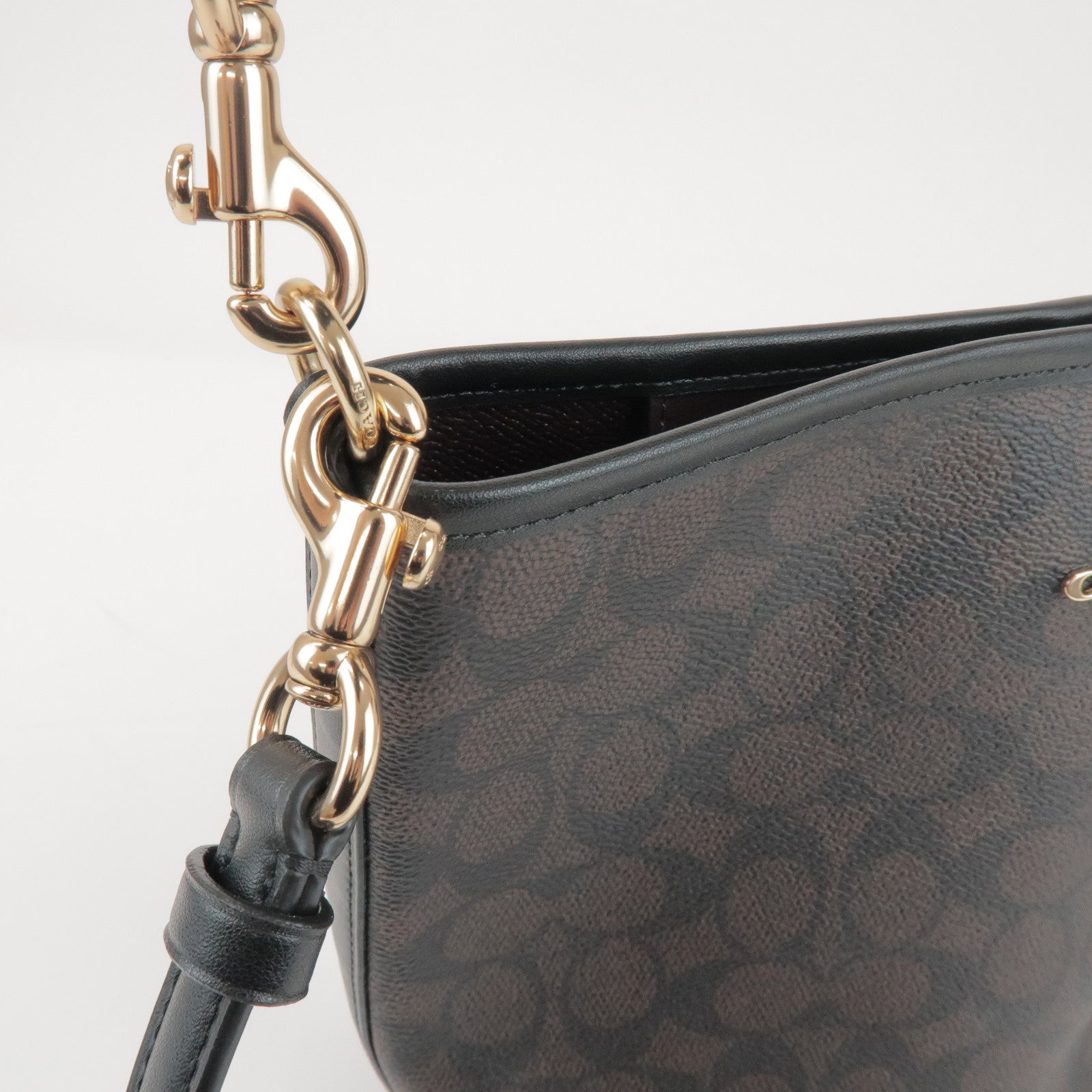 COACH Signature City PVC Leather 2Way Shoulder Bucket Bag Brown