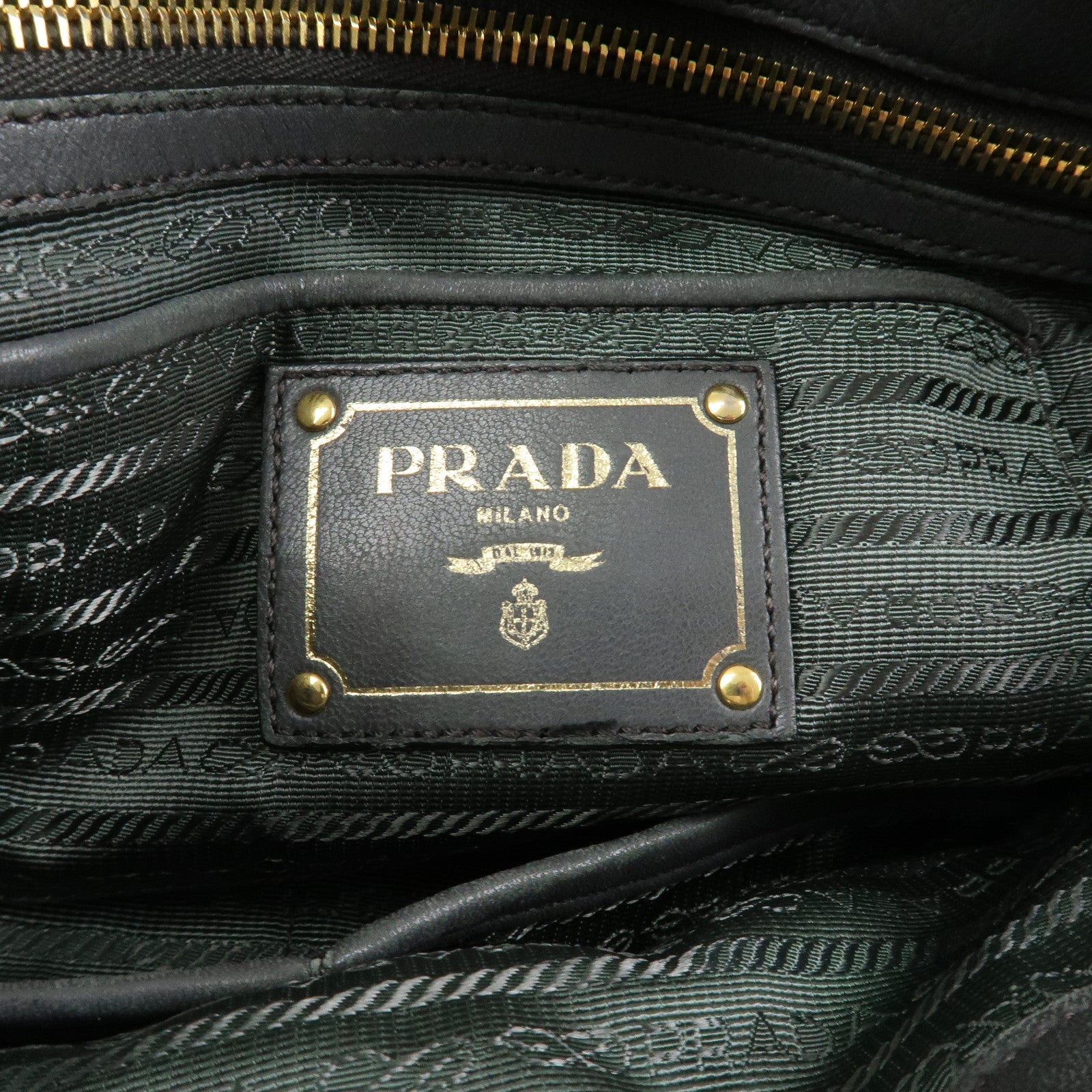 PRADA Triangle Logo Nylon Leather 2Way Bag Hand Bag Green 1BA336