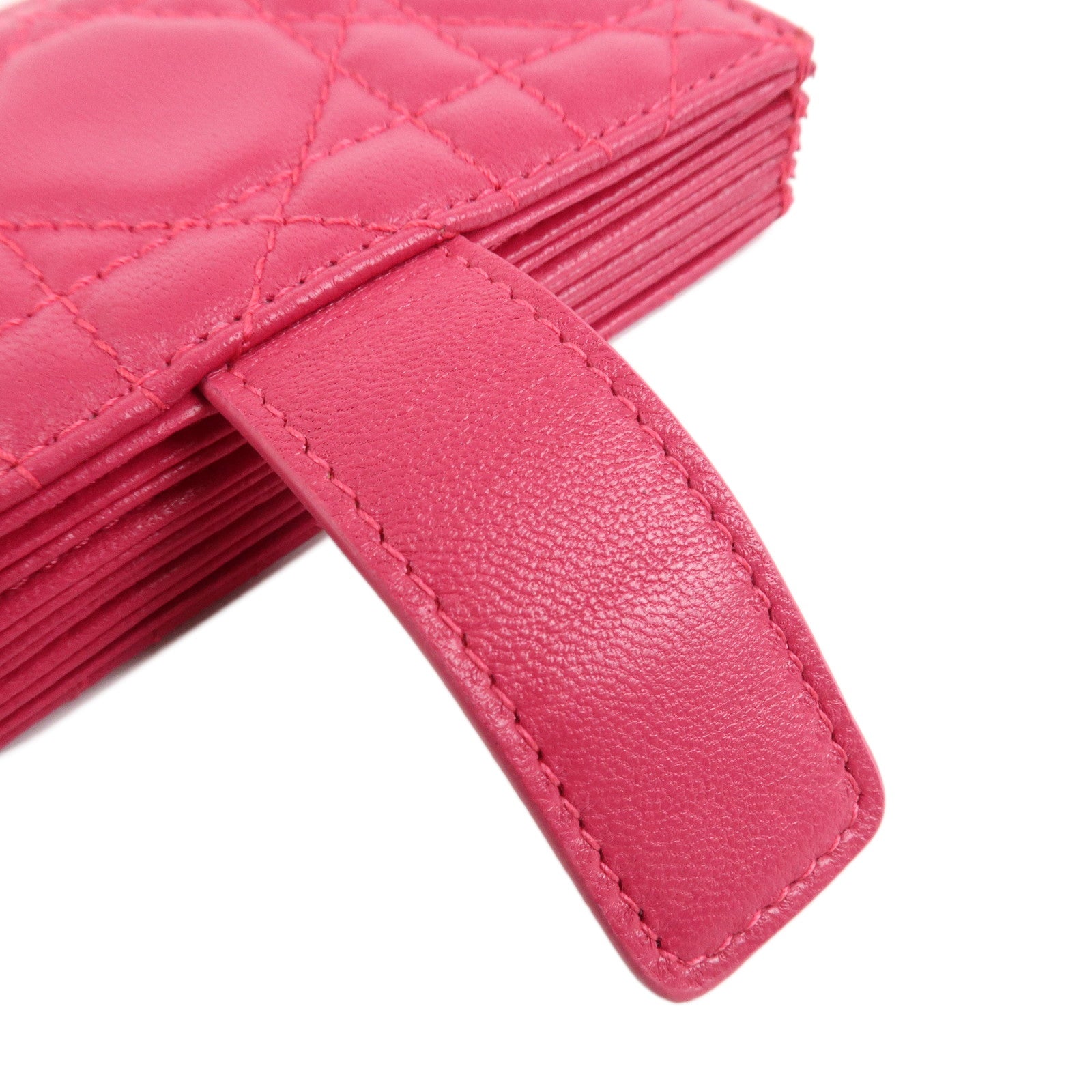Christian Dior Cannage Leather Card Case Card Holder Pink