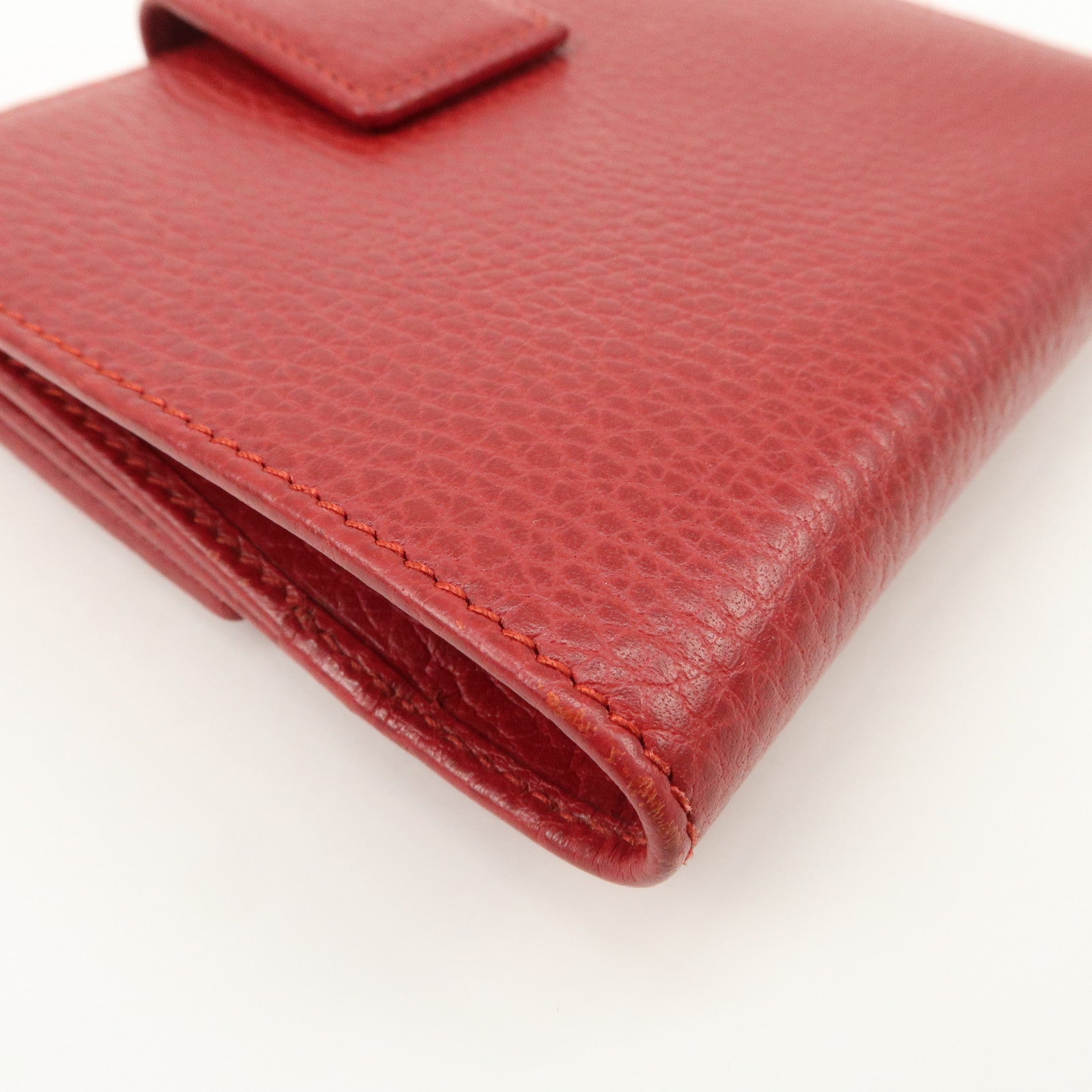 GUCCI GG Marmont Leather Bi-Fold Wallet Castilian Red 456122