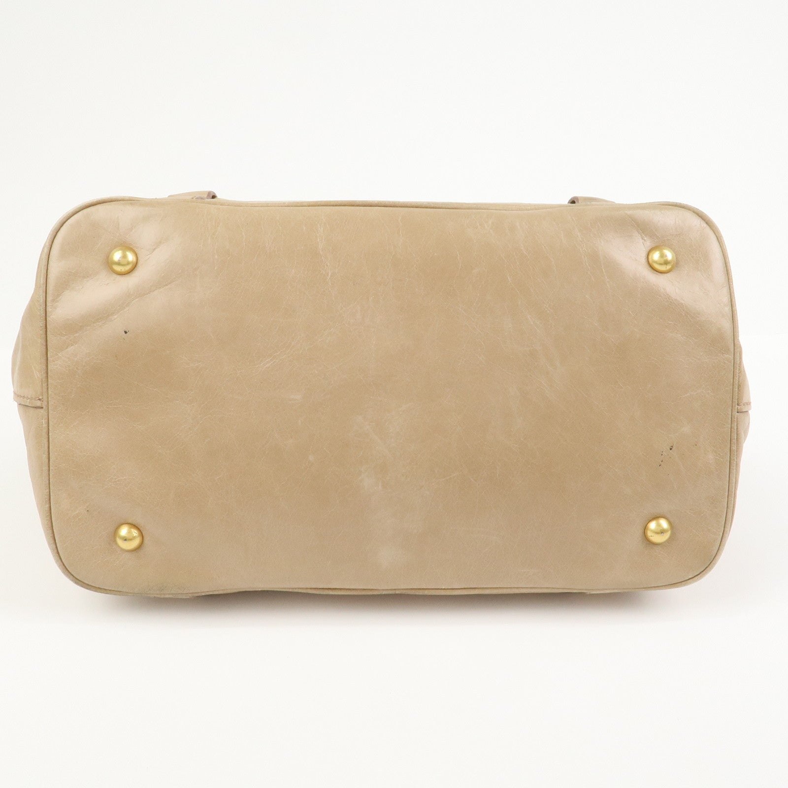 MIU MIU Leather 2Way Bag Hand Bag Shoulder Bag Beige