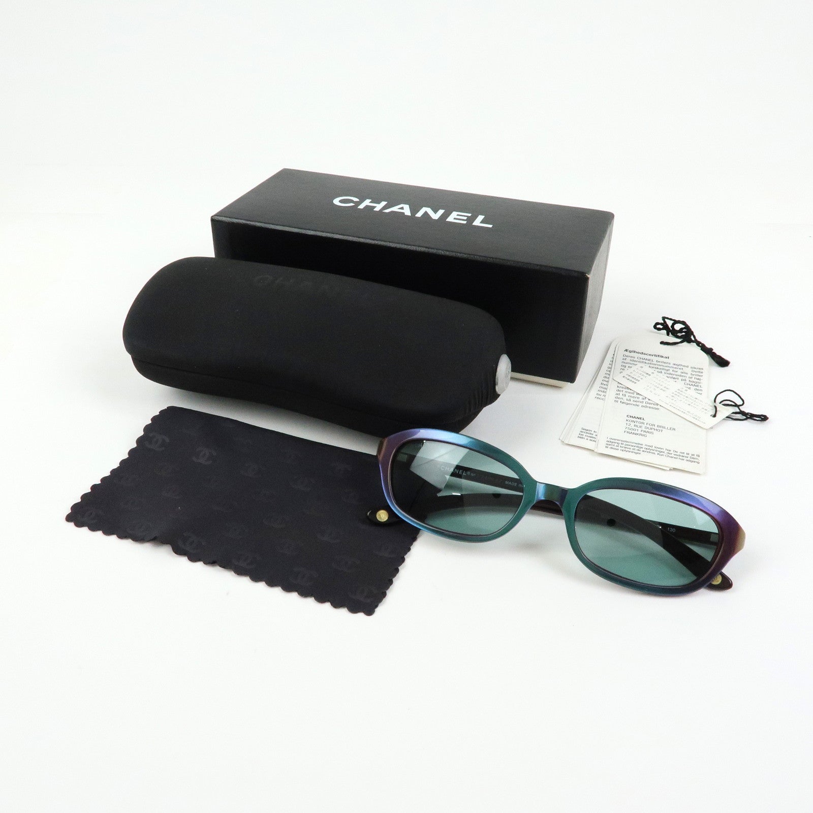 CHANEL COCO Mark Plastic Sunglasses Purple Blue 5002 50□17