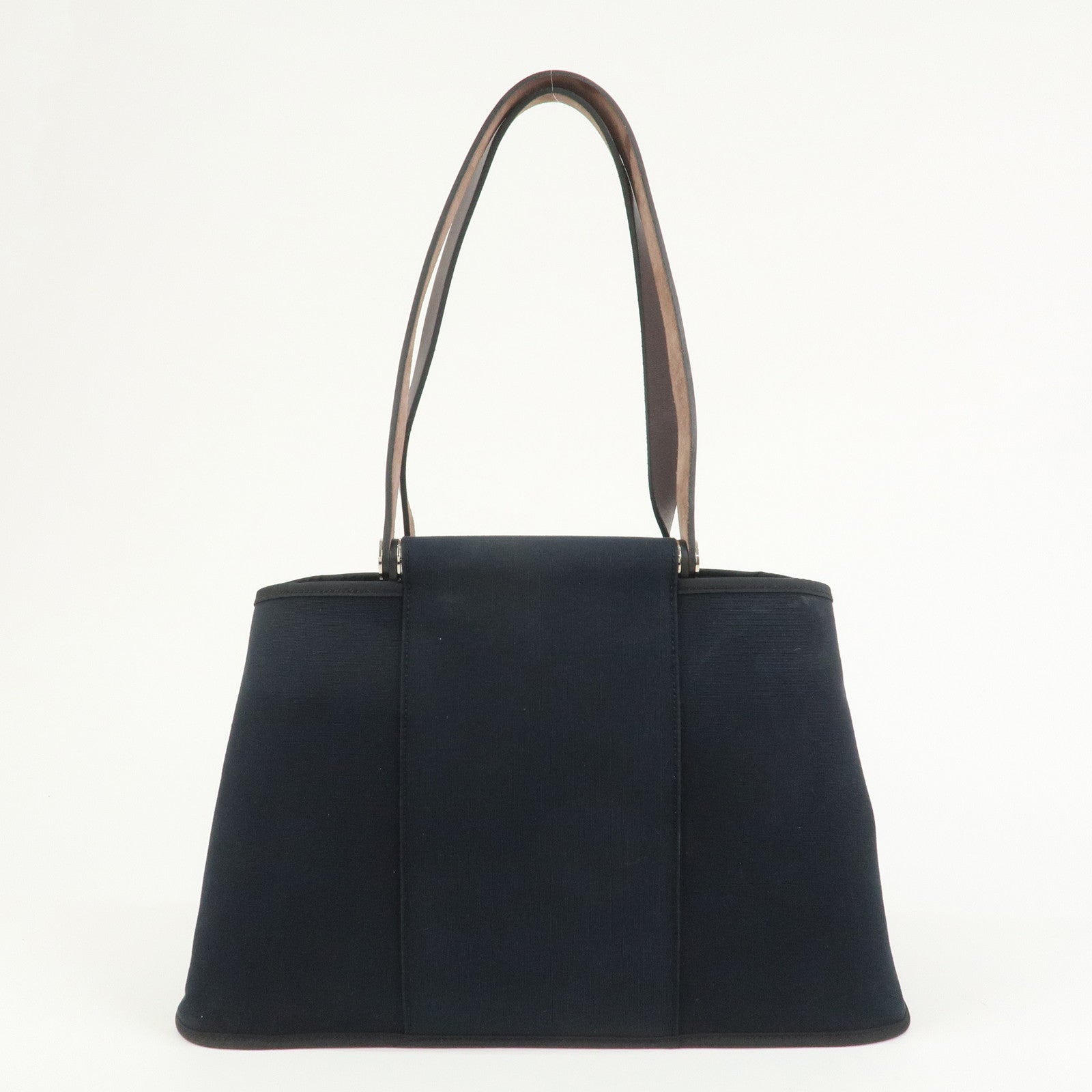 HERMES Cabas Elan PM Toile Officier Leather Tote Bag Hand Bag Black