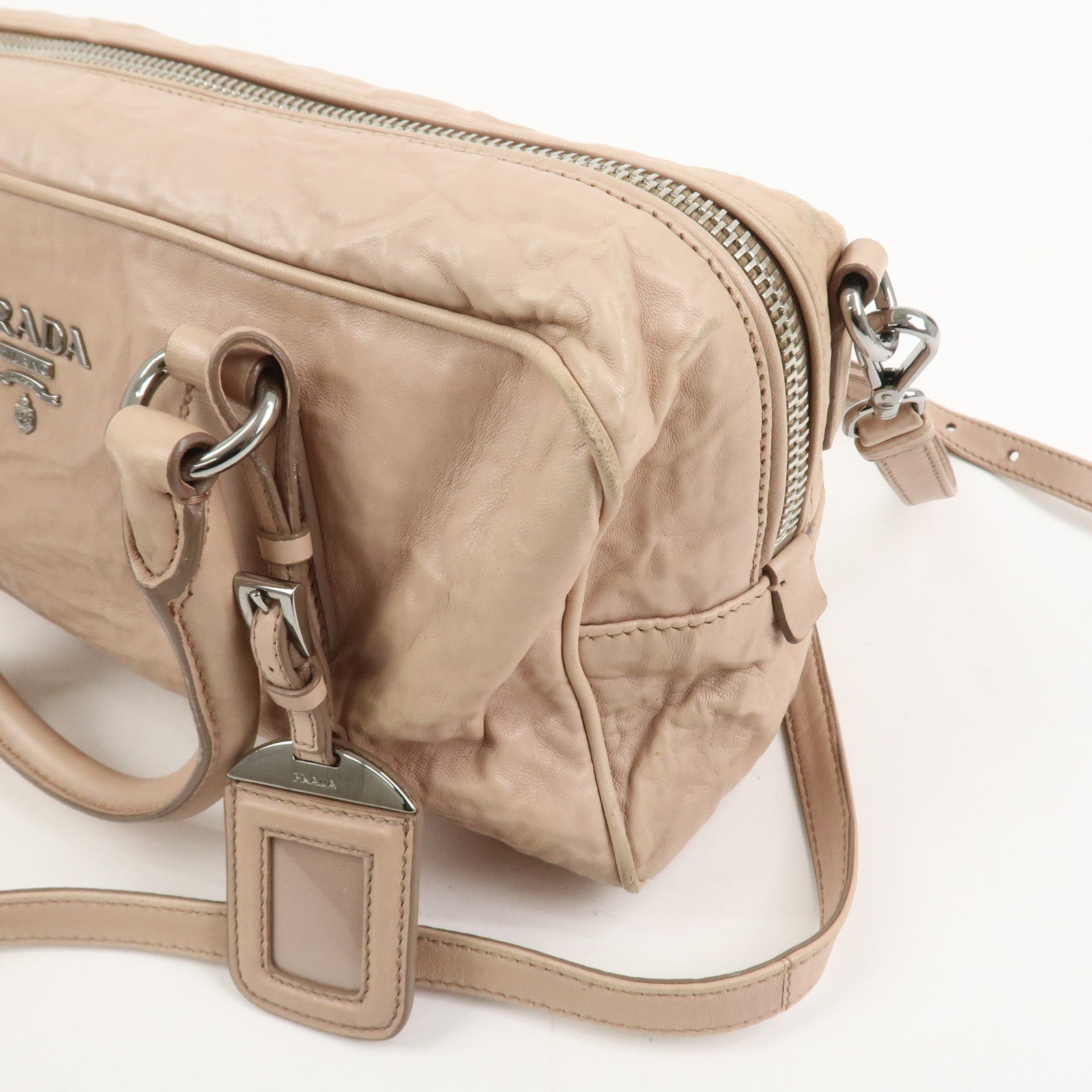 PRADA Nappa Leather 2Way Bag Hand Bag Shoulder Bag Light Pink