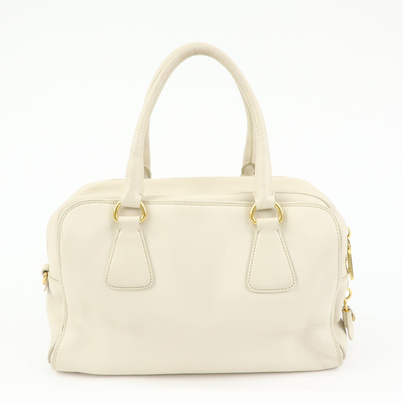 PRADA Vitello Daino Leather Hand Bag Ivory BL0804
