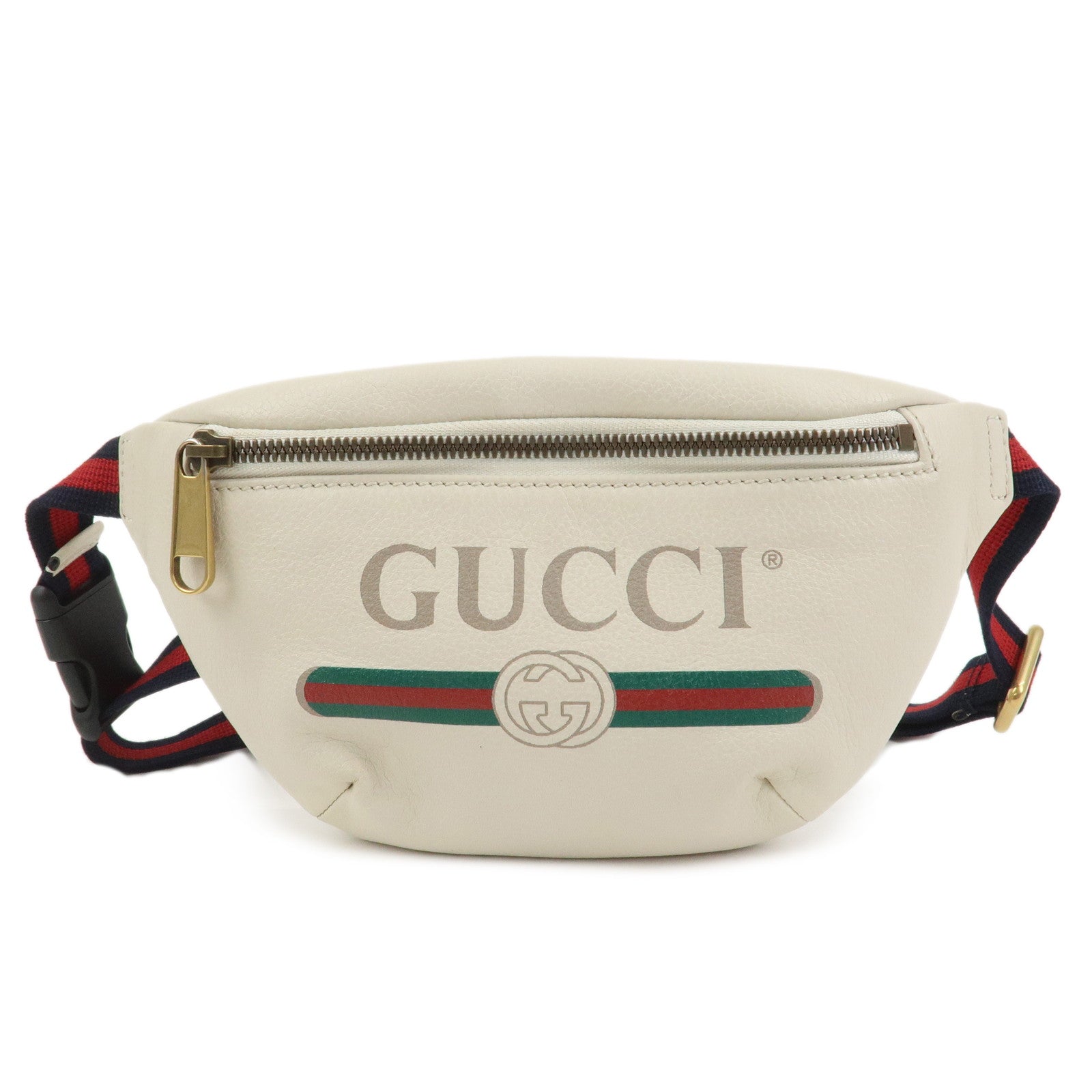 GUCCI Sherry Leather Waist Pouch Body Bag White 527792