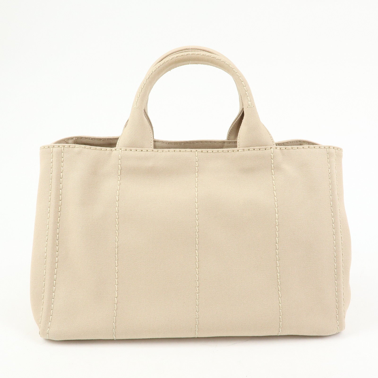 PRADA Canapa Triangle Logo 2Way Tote Hand Shoulder Bag Beige B1877G