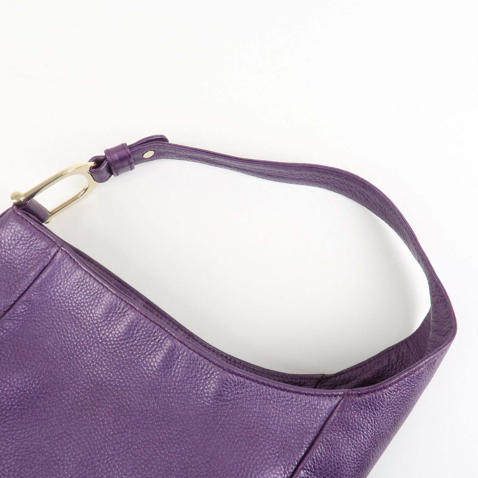 GUCCI Leather Shoulder Bag Hand Bag Metallic Purple 268749