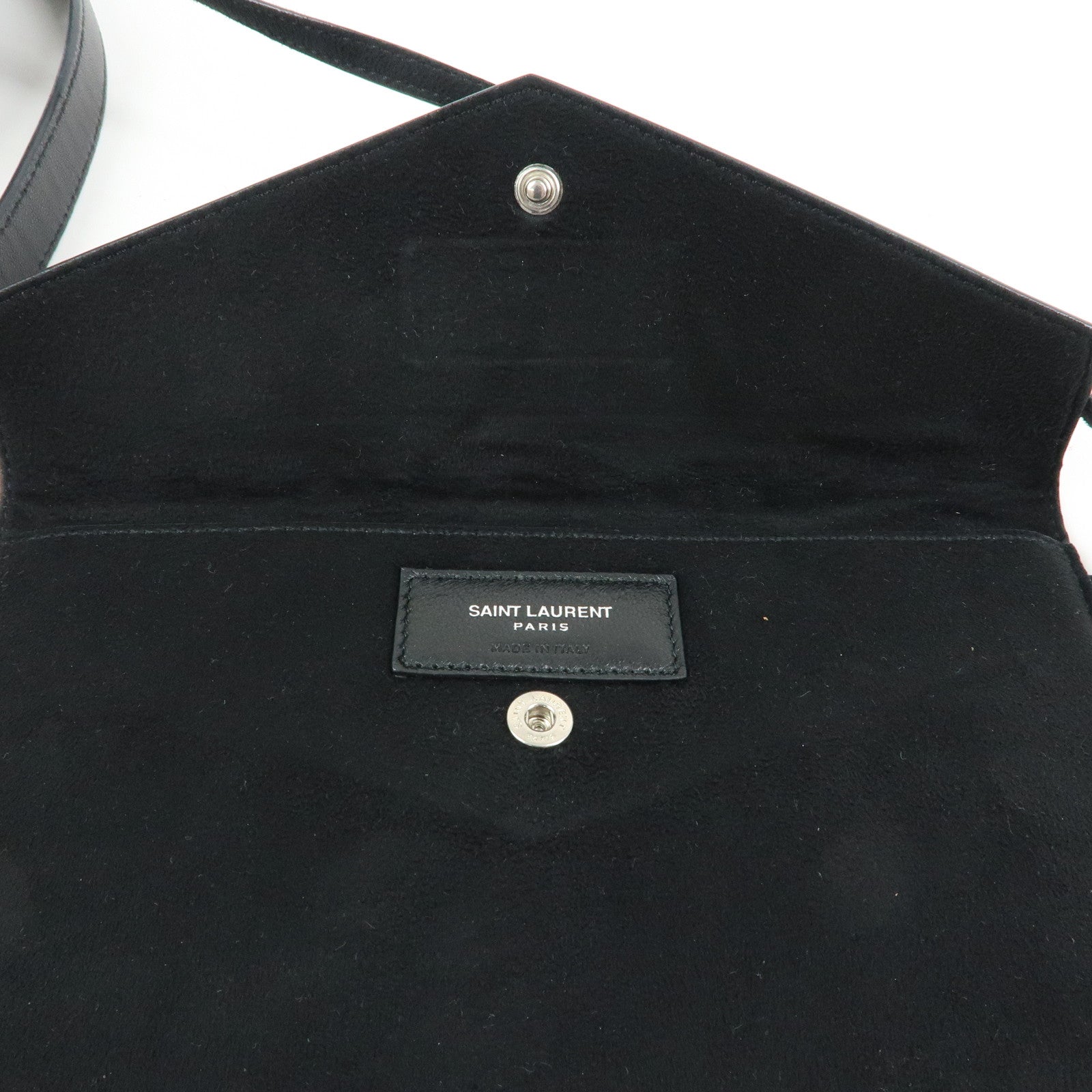 SAINT LAURENT PARIS Teddy Leather Chain Shoulder Bag Black 538447