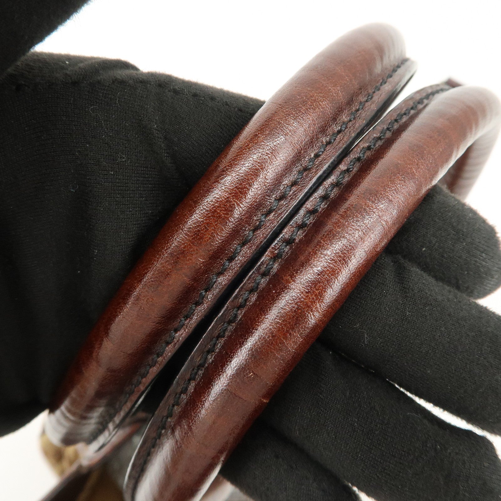 FENDI Suede Leather Ethnico Tote Bag Shoulder Bag Brown 8BN157