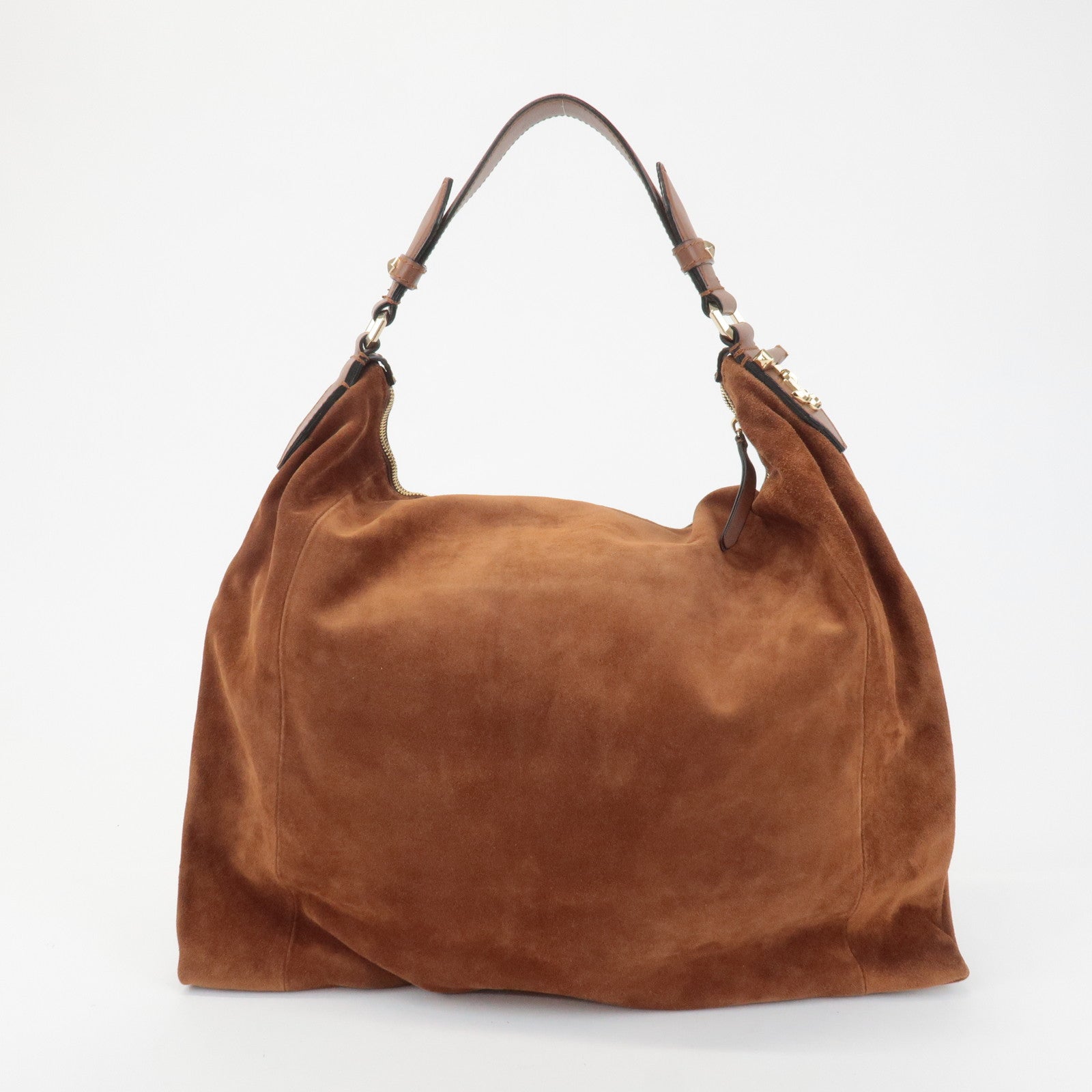 JIMMY CHOO Logo Suede Leather Shoulder Bag Hand Bag Brown Used