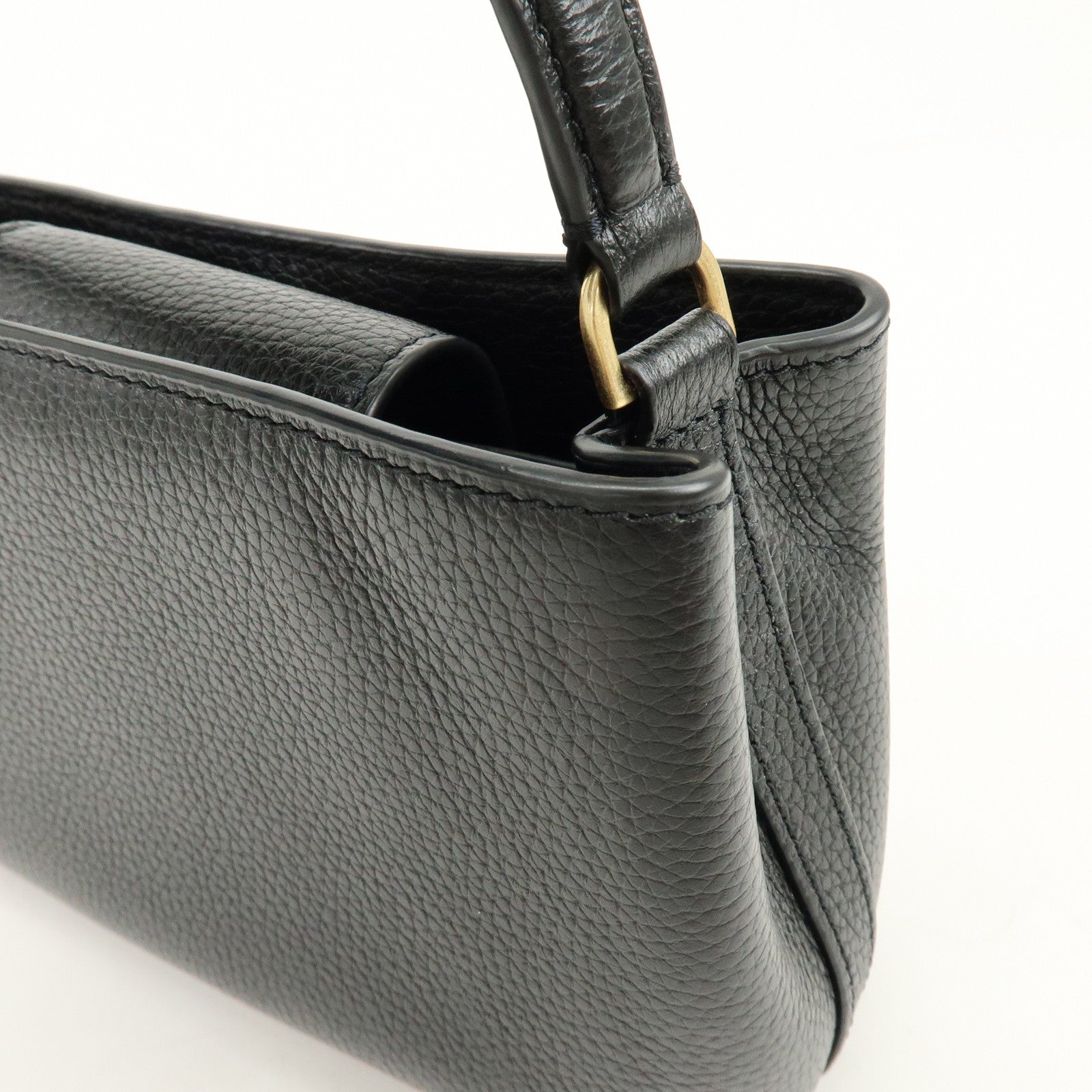 TORY BURCH Britten Micro Satchel Leather 2Way Bag Hand Bag Black