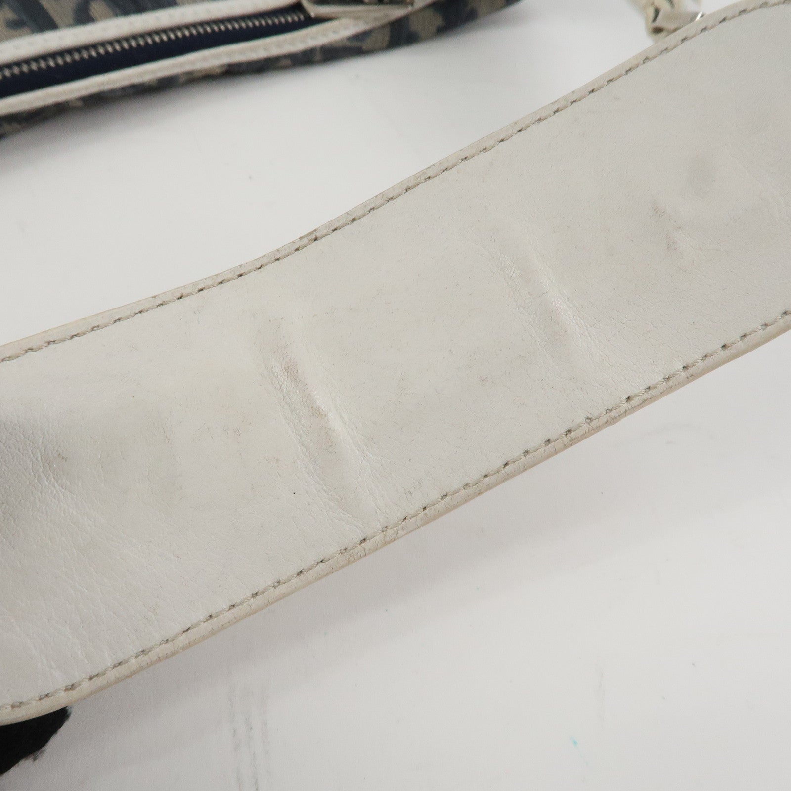 Christian Dior Trotter PVC Leather Shoulder Bag Hand Bag Navy White Used